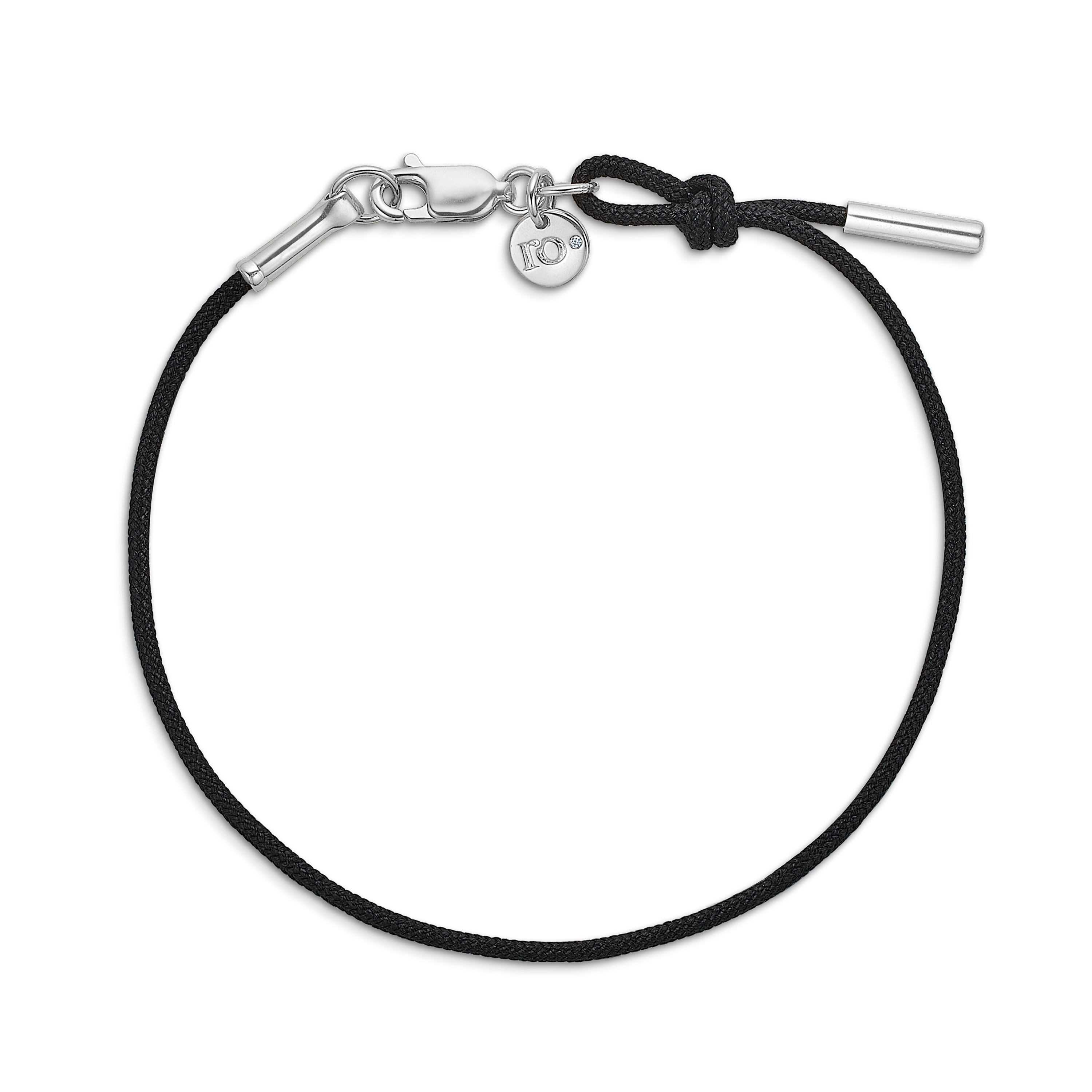 Inner Peace Bracelet Black Cord - 18kt White Gold