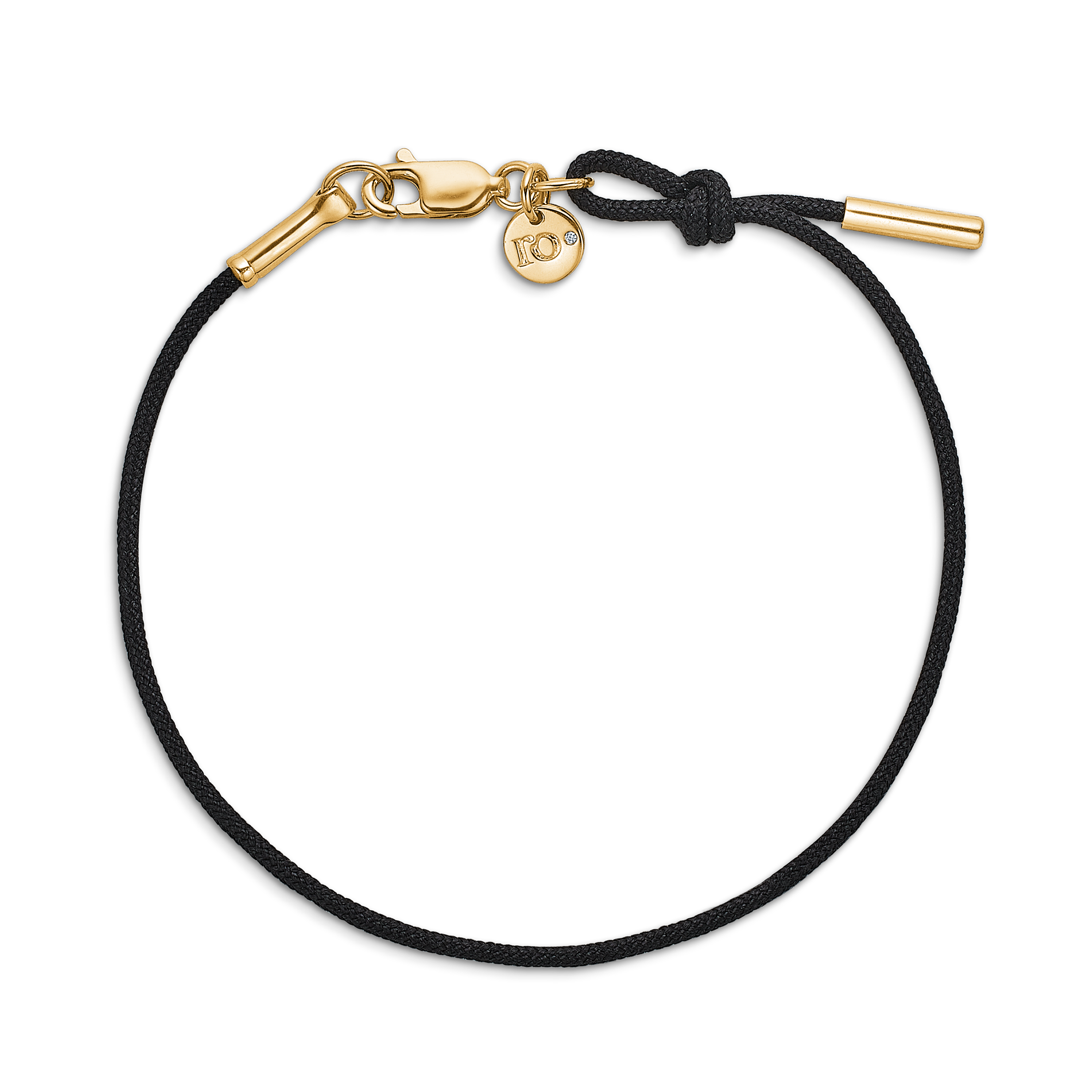 Inner Peace Bracelet Black Cord - 18kt Yellow Gold