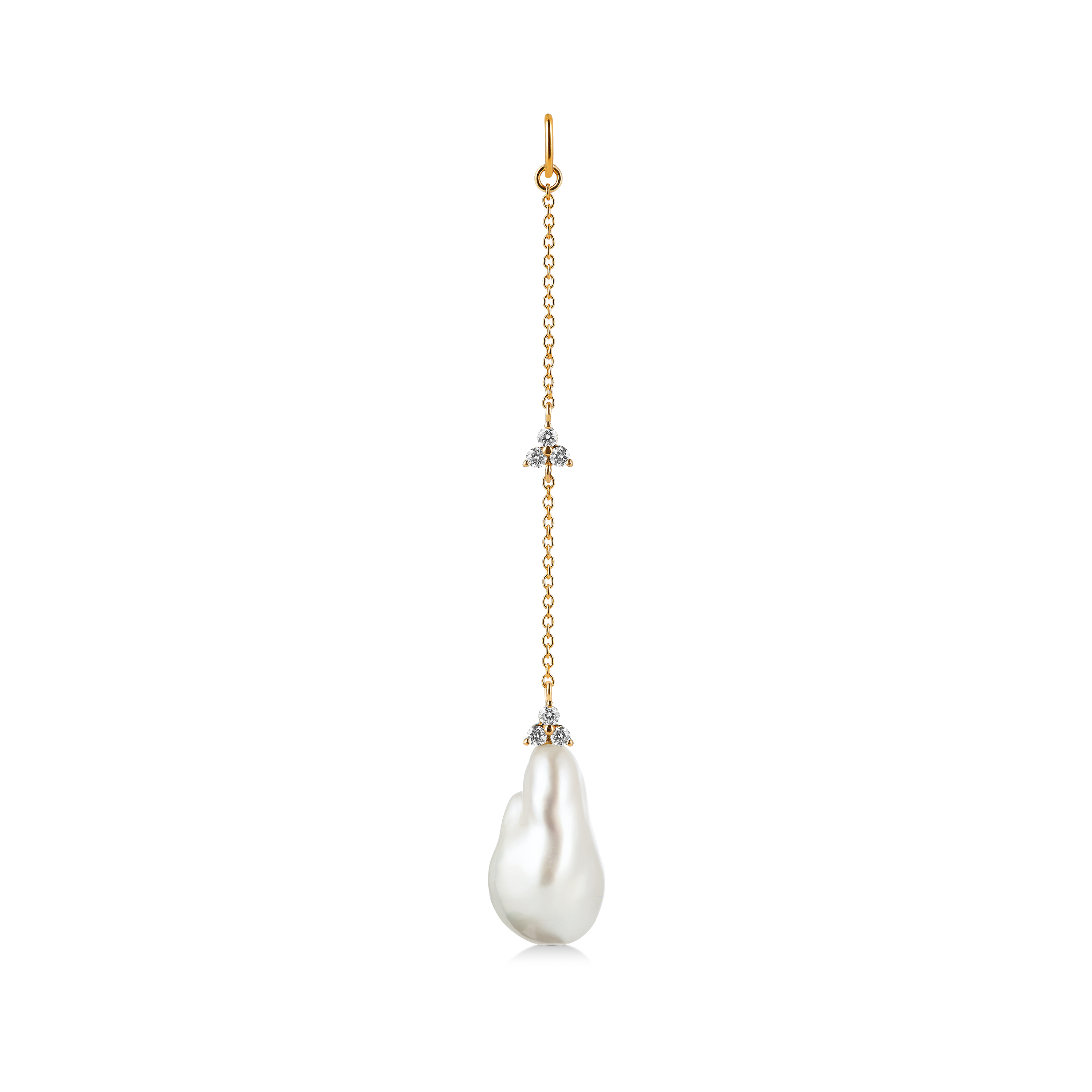 Fryd Baroque Pearl Ear-Pendant L - 18kt Yellow Gold