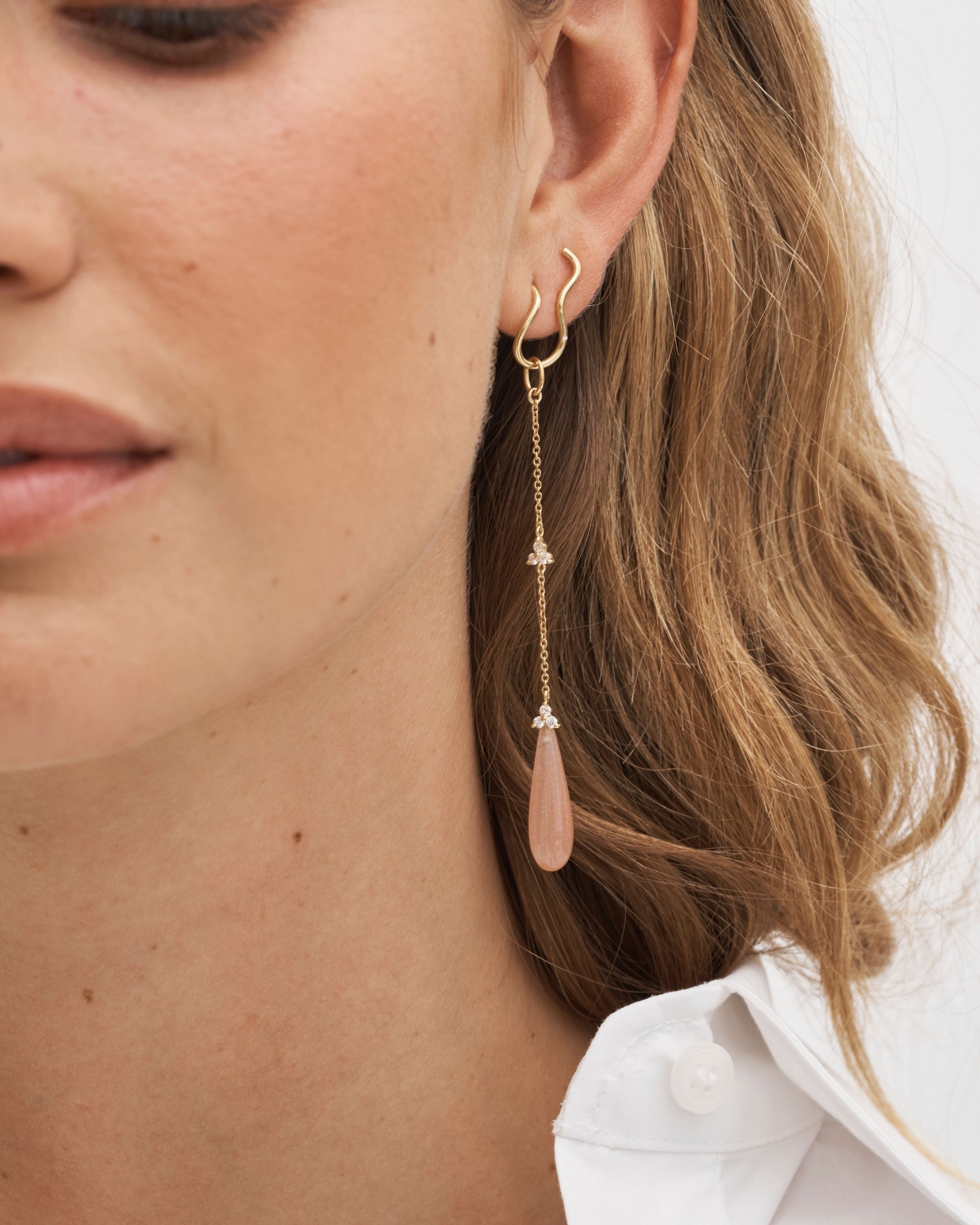 Fryd Blush Ear-Pendant L - 18kt Yellow Gold