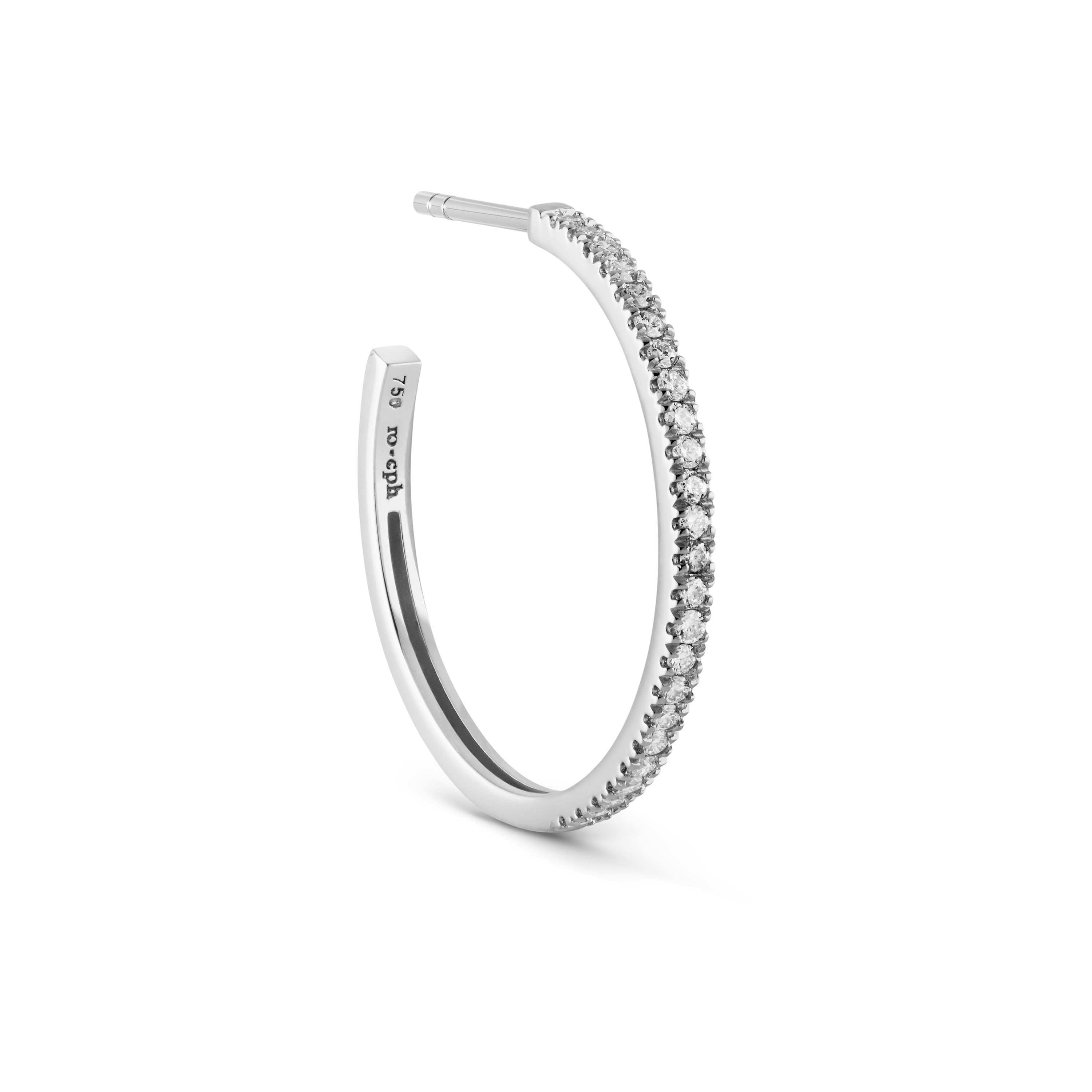 Rock Classic Diamond Hoop M - 18kt White Gold