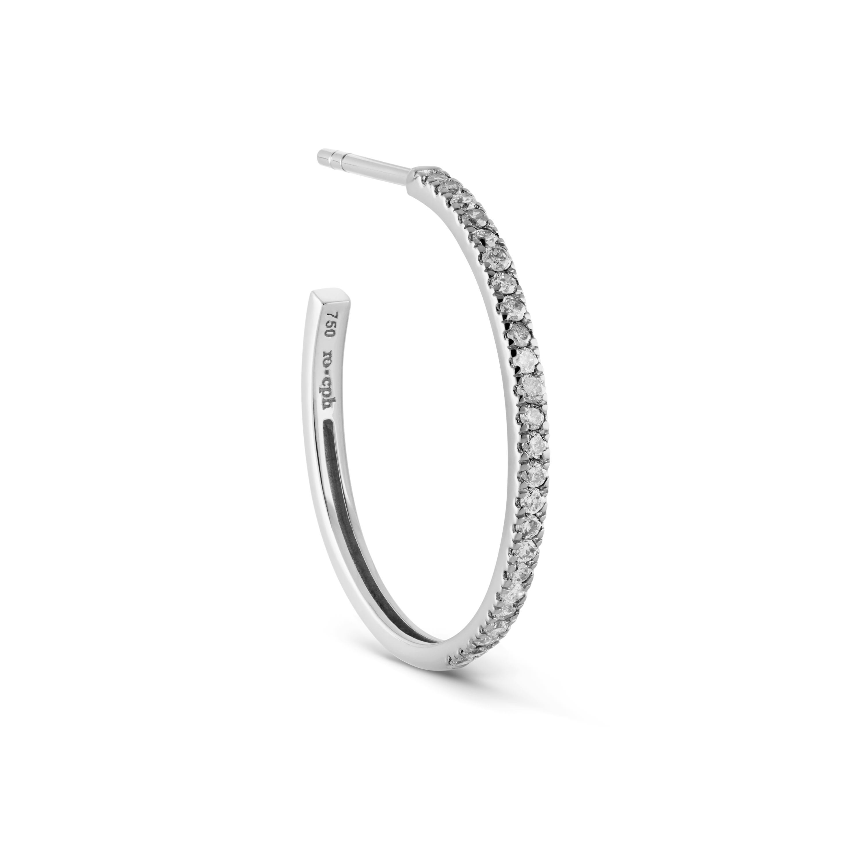 Rock Classic Grey Diamond Hoop M - 18kt White Gold