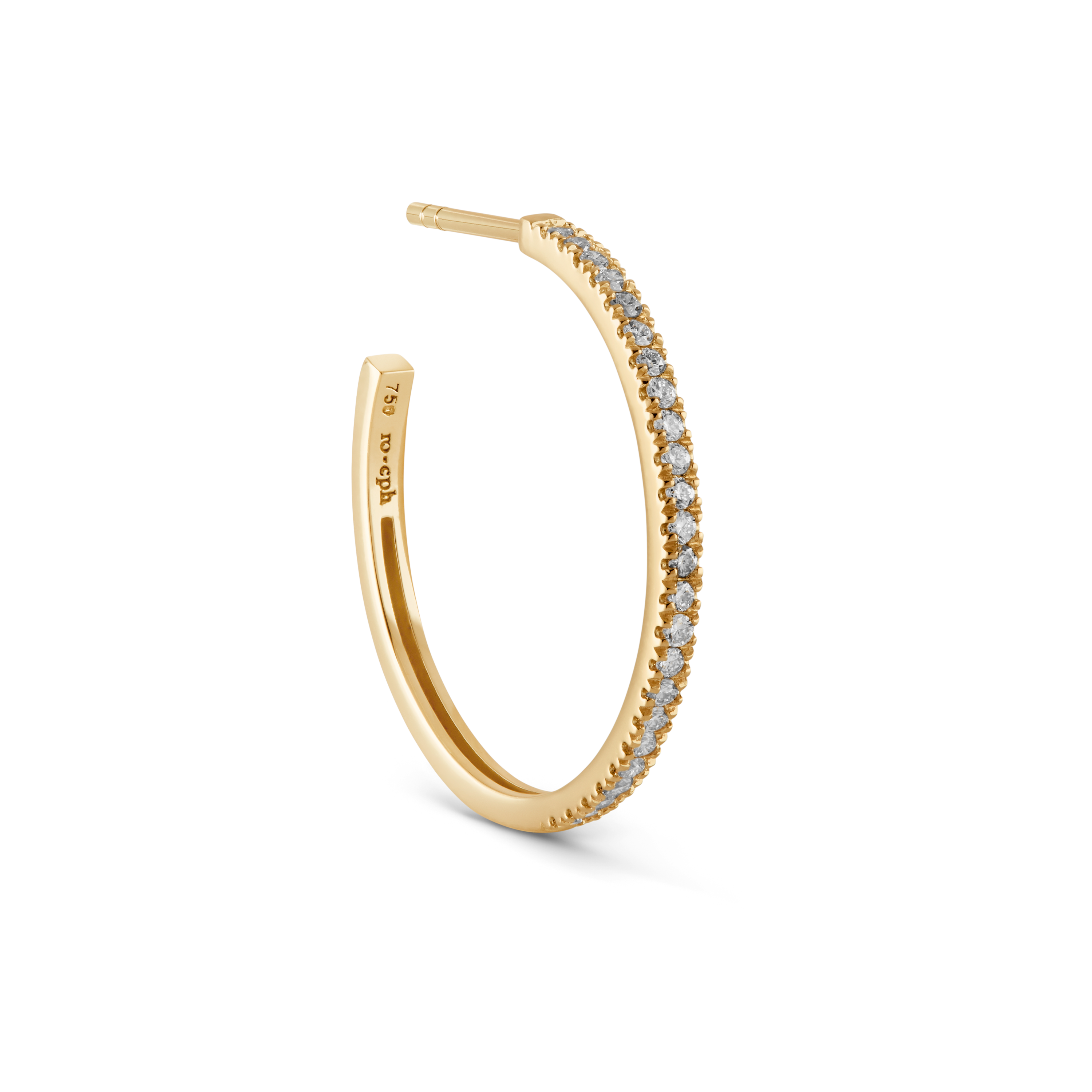 Rock Classic Diamond Hoop M - 18kt Yellow Gold