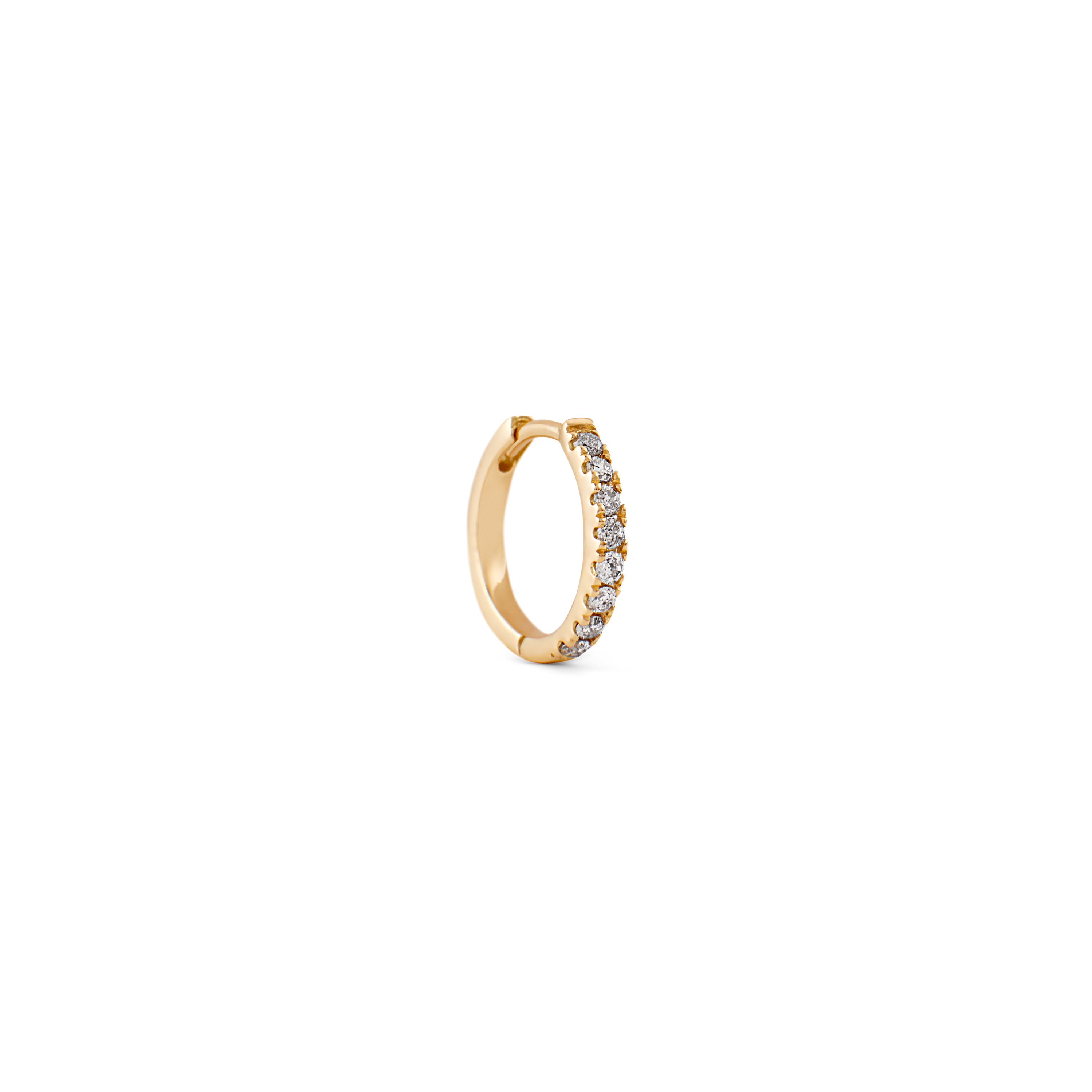 Rock Classic Grey Diamond Hoop XS - 18kt Yellow Gold