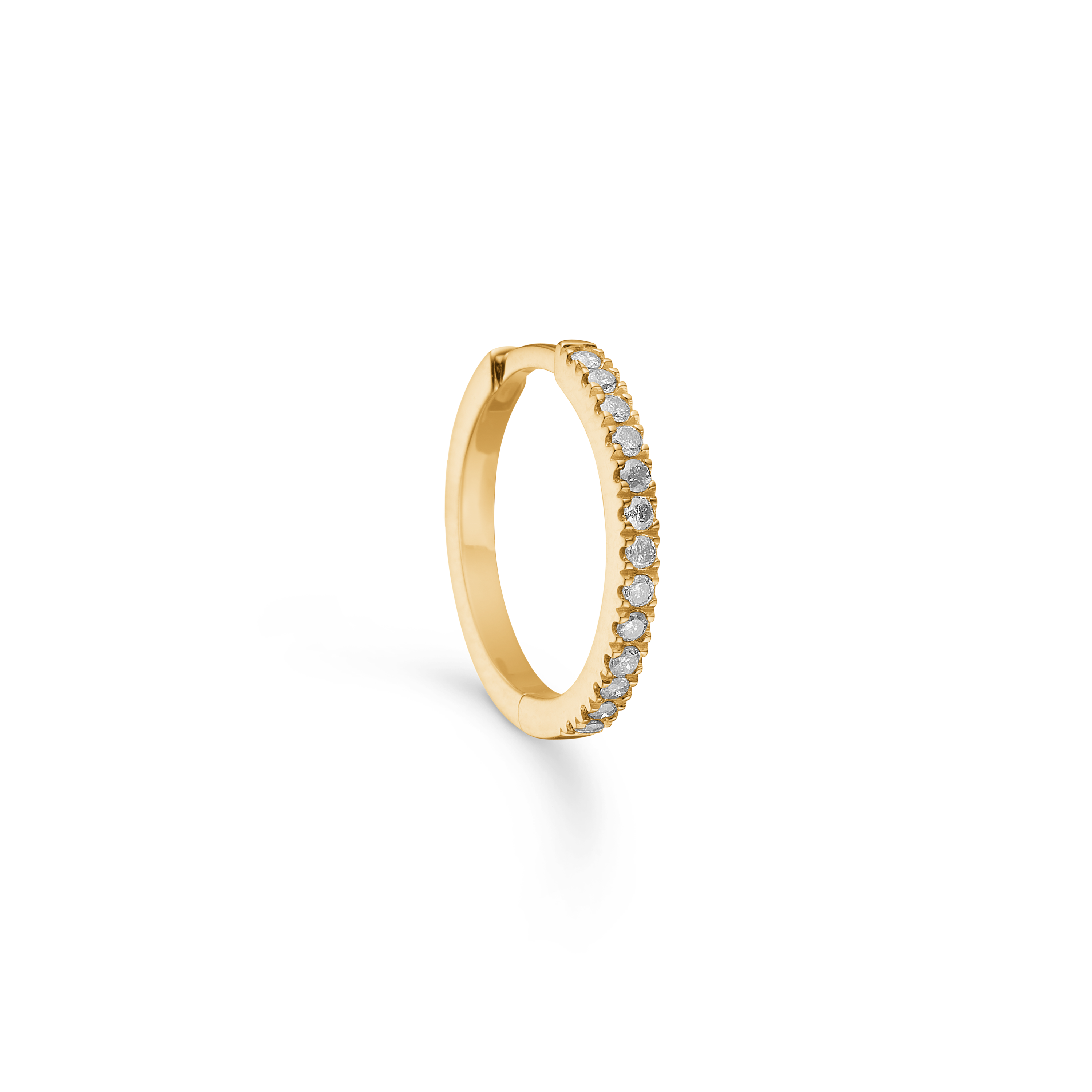 Rock Classic Grey diamond hoop S - 18kt Yellow Gold