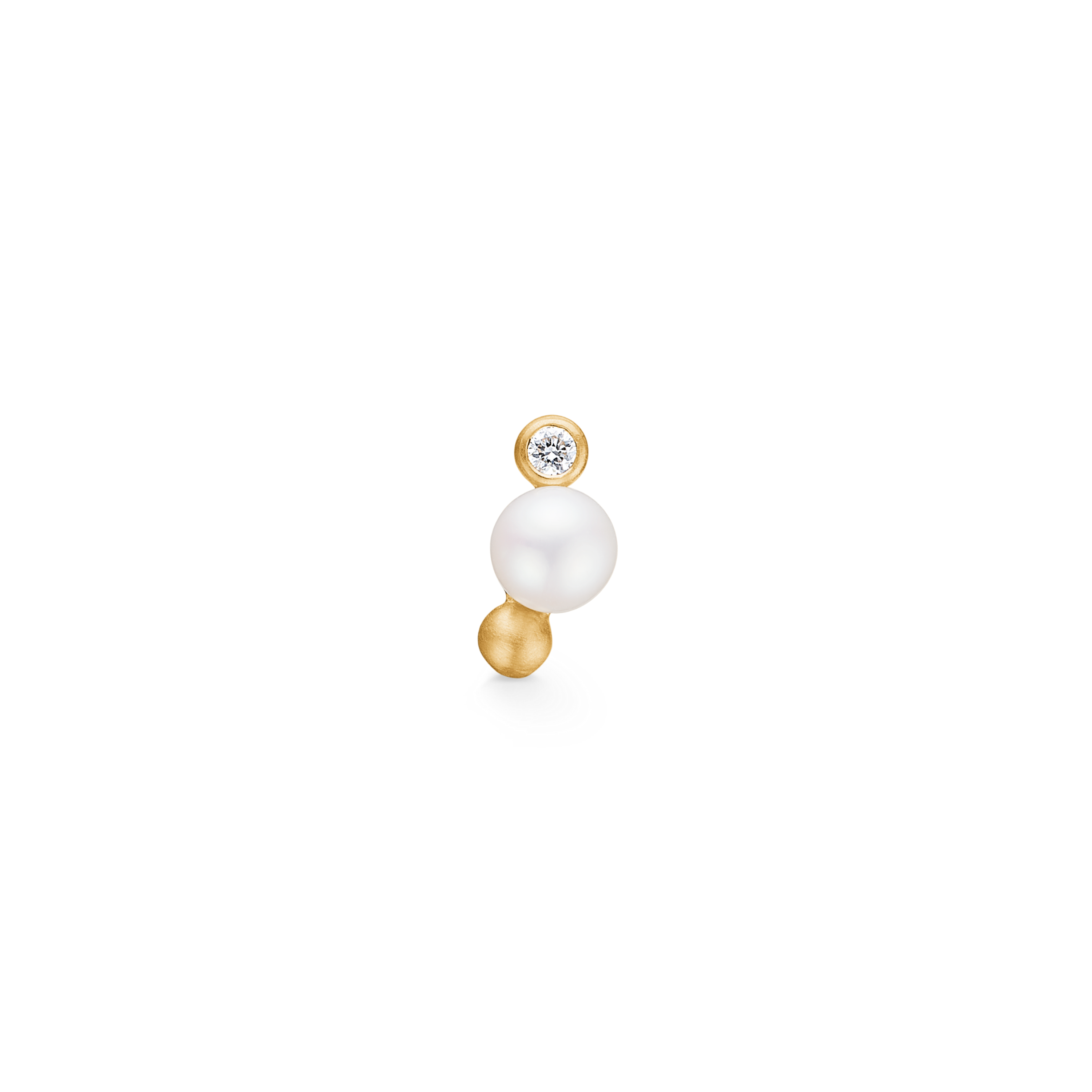 Orbit Dot Pearl Earring S Right - 18kt Yellow Gold
