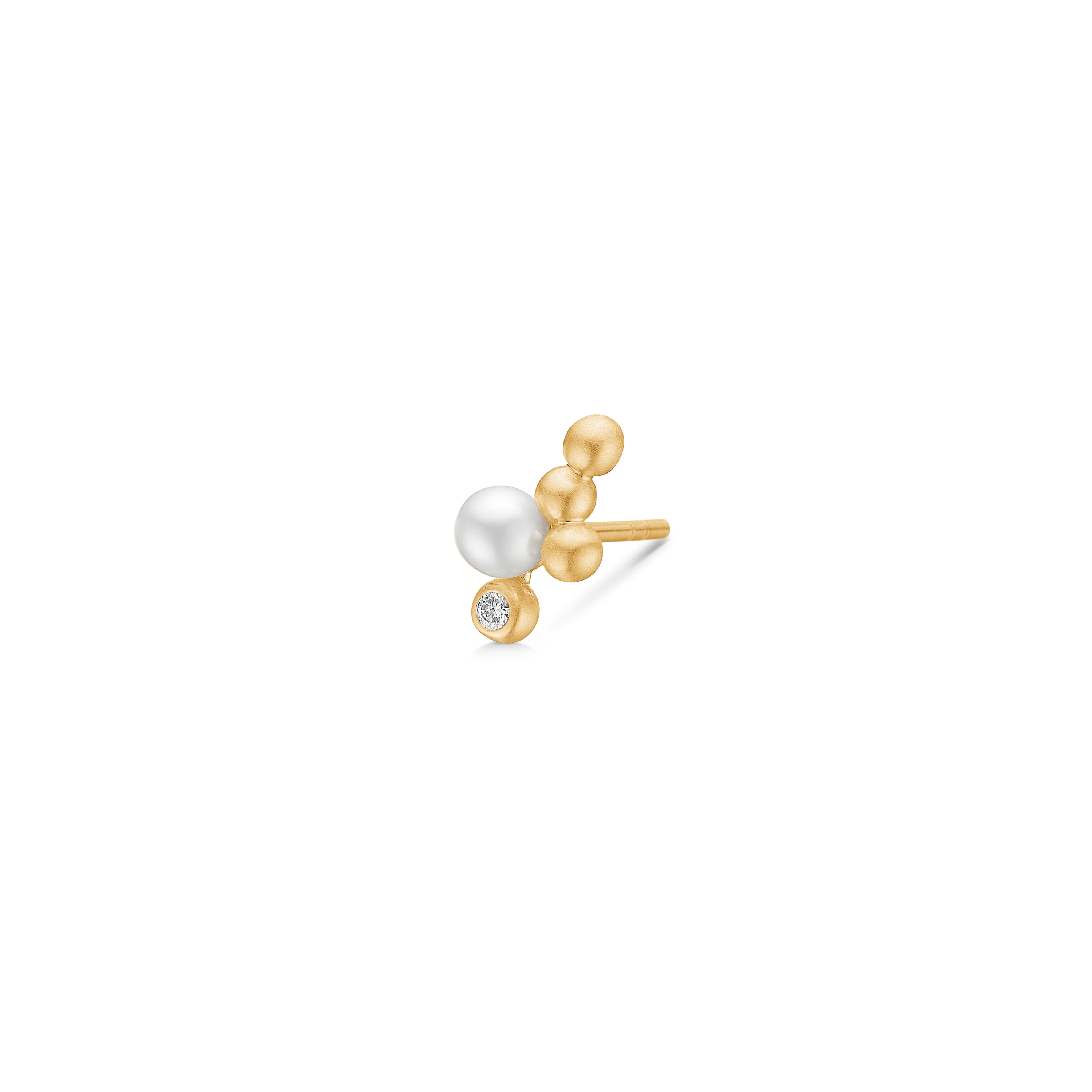 Orbit Dot Pearl Earring M Right - 18kt Yellow Gold