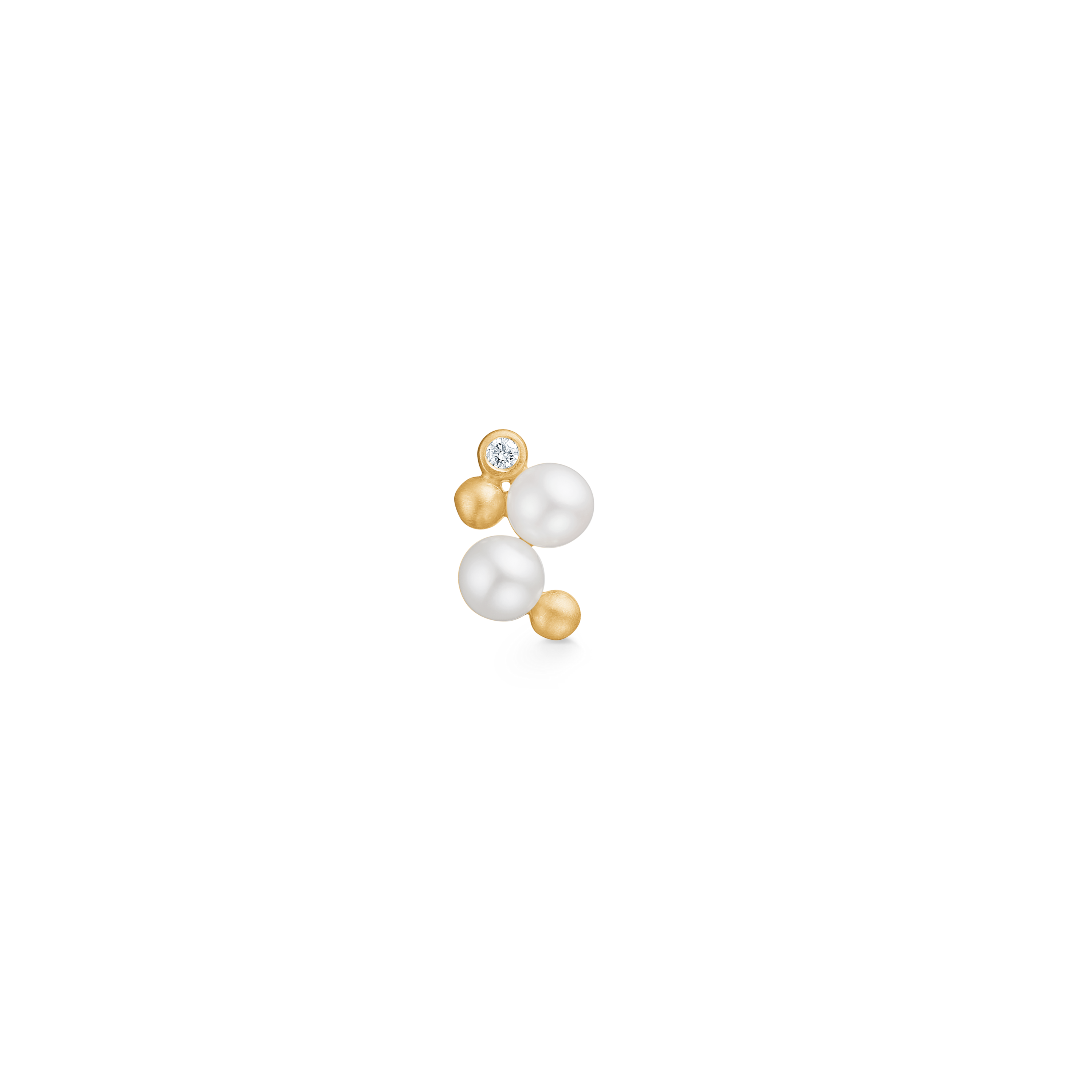 Orbit Dot Pearl Earring L Right - 18kt Yellow Gold