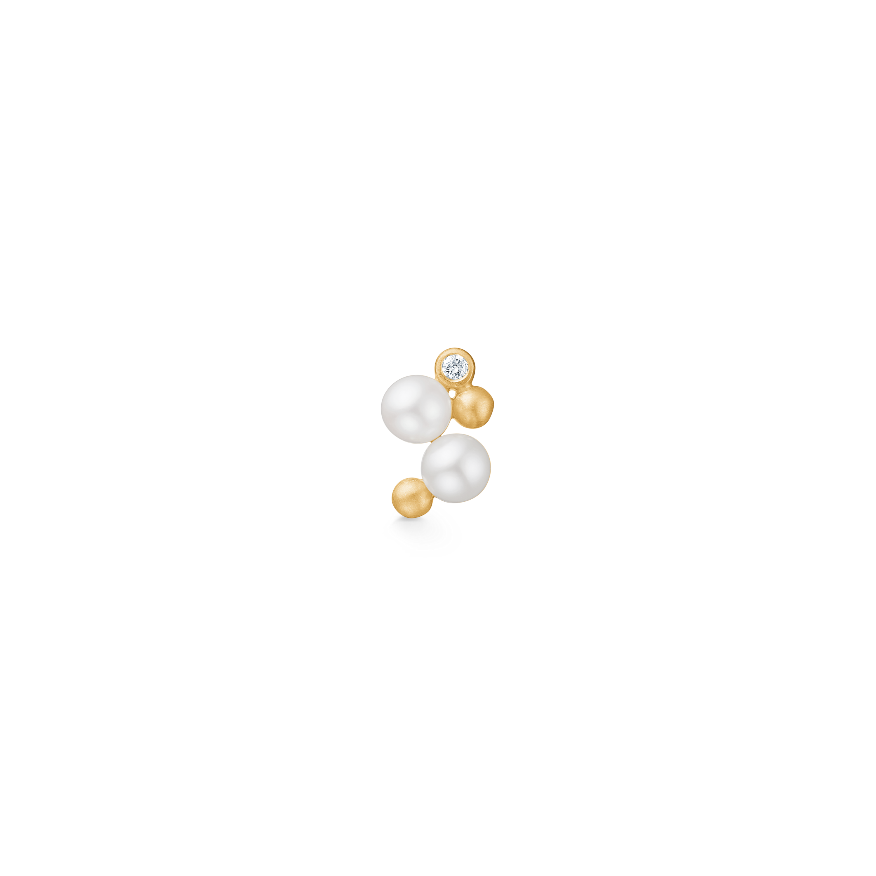 Orbit Dot Pearl Earring L Left - 18kt Yellow Gold
