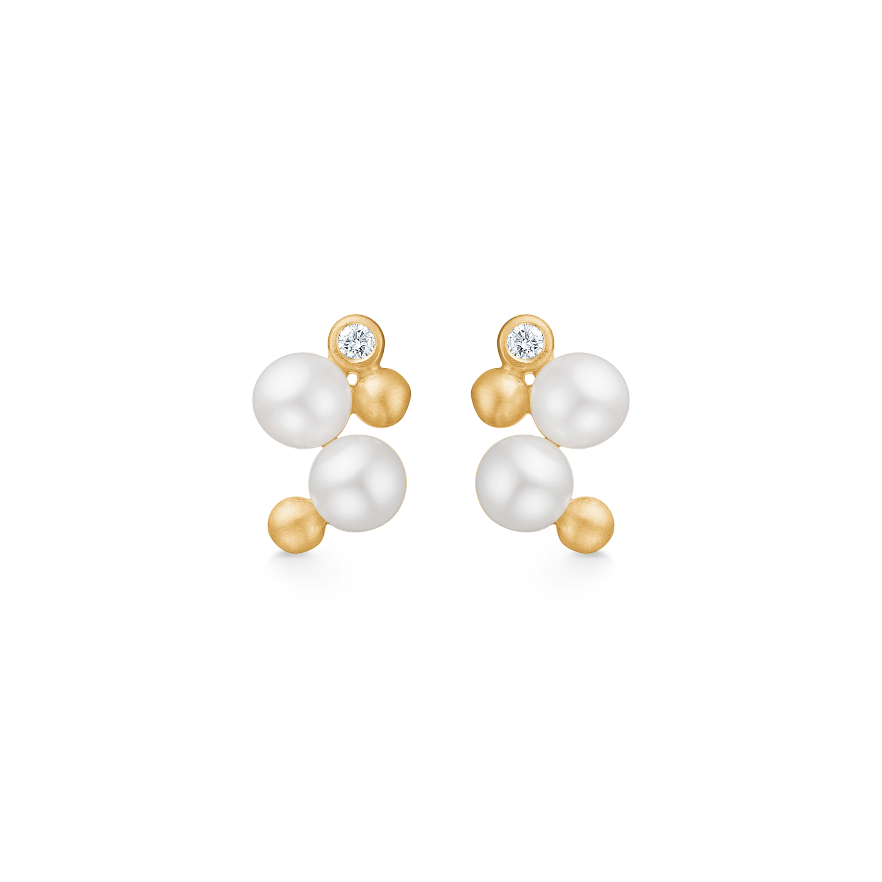 Orbit Dot Pearl Earring L Left - 18kt Yellow Gold