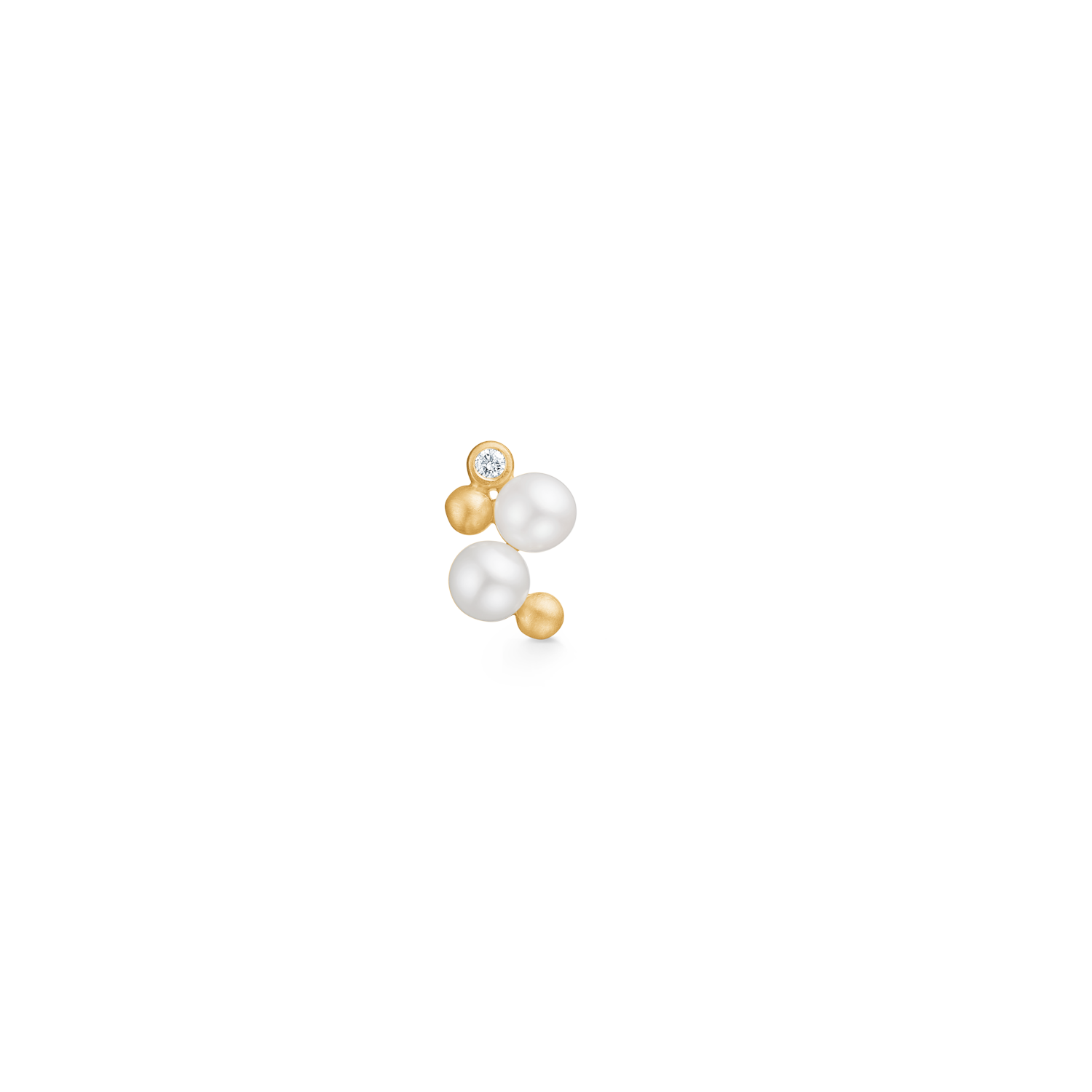 Orbit Dot Pearl Earring L - 18kt Yellow Gold