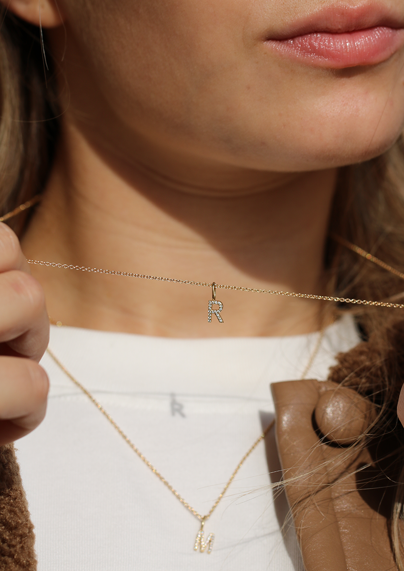 My K Diamond Pendant - 18kt Yellow Gold