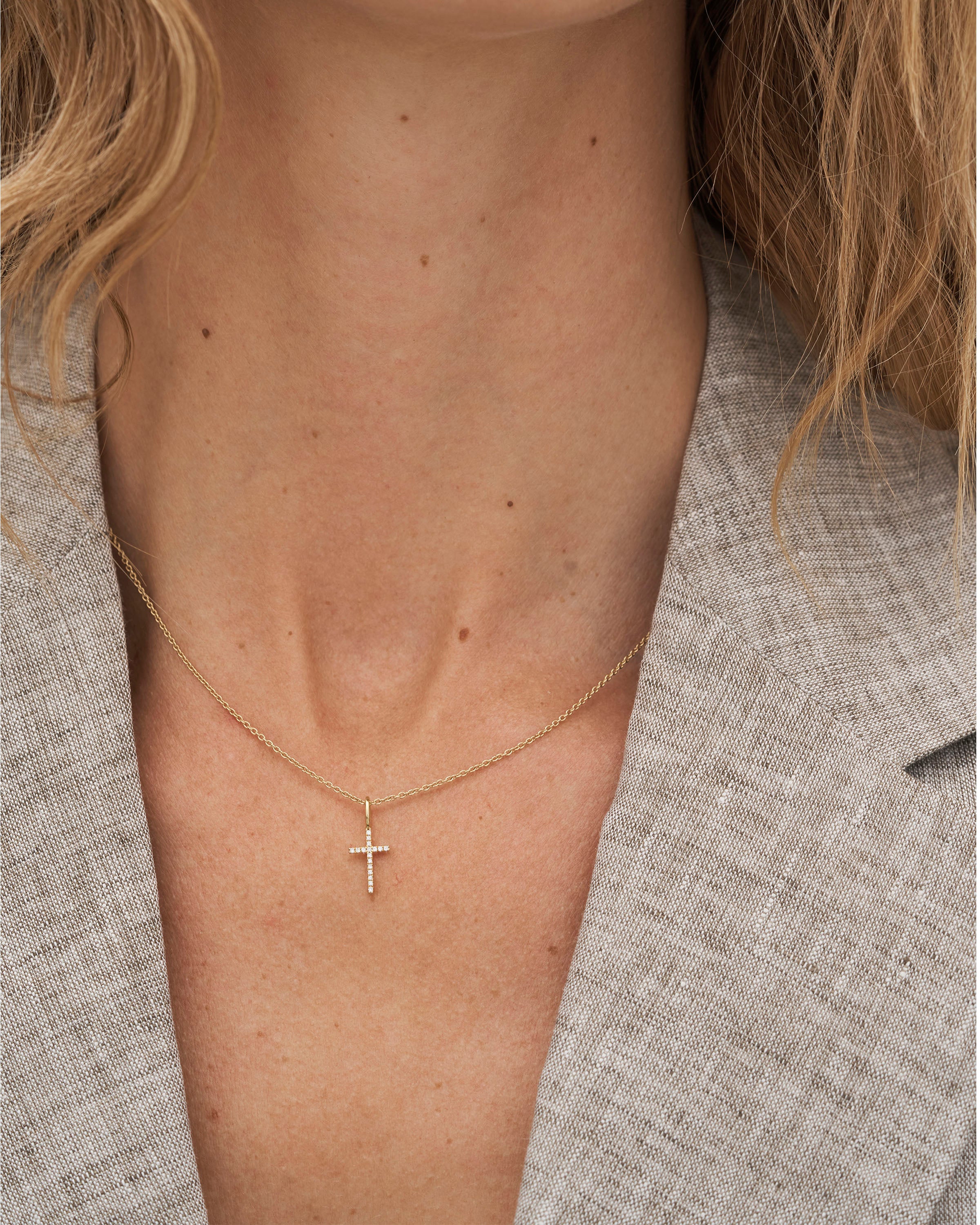 Symbols Cross Diamond Pendant - 18kt Yellow Gold
