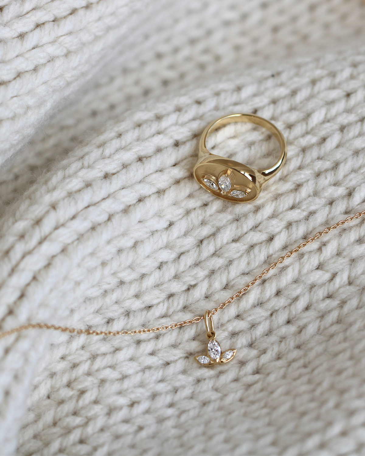 Inner Peace Lotus Diamond Pendant - 18kt Yellow Gold