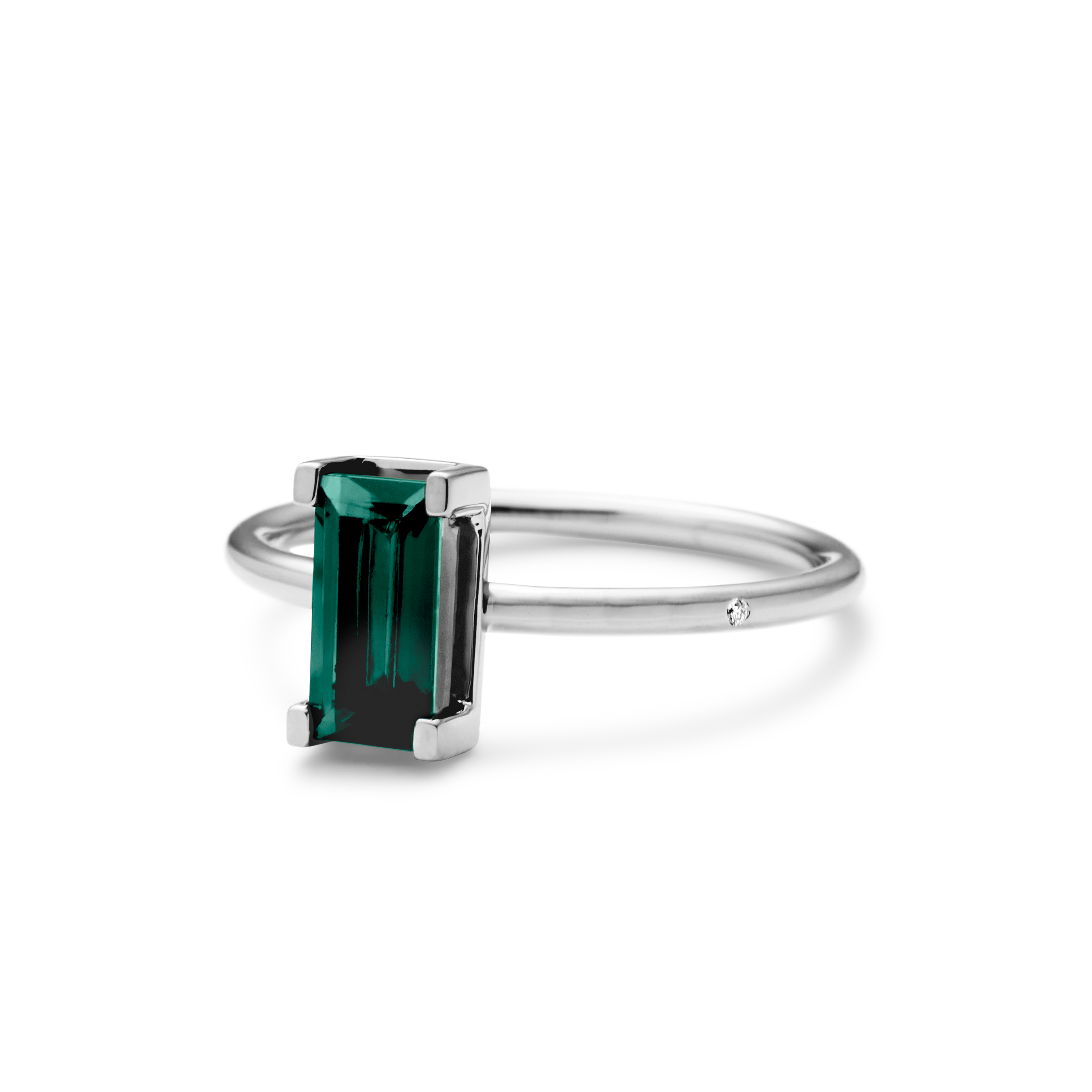 Nord Green Ring Turned - 18kt White Gold