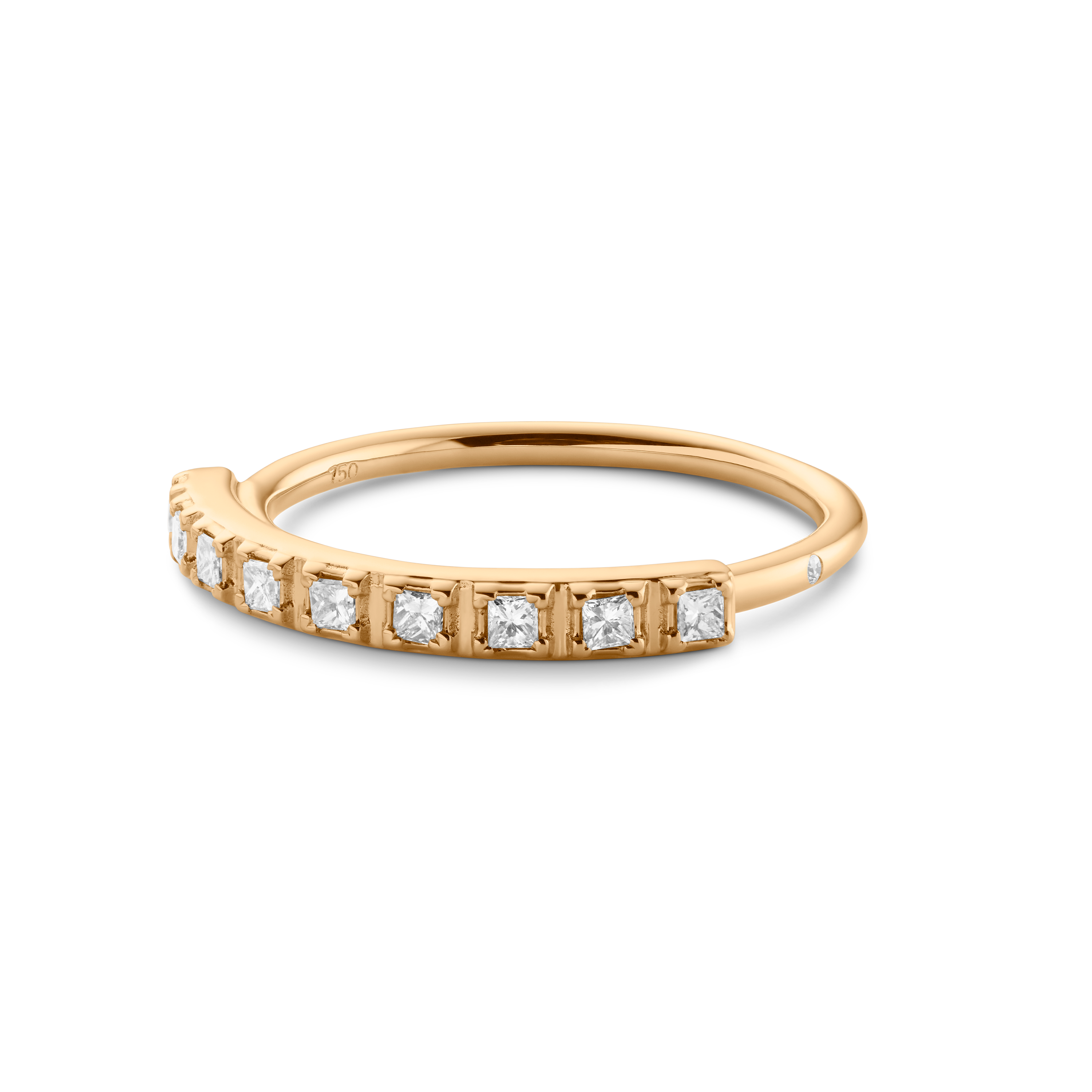 Rock Classic Diamond Ring Aligned - 18kt Yellow Gold