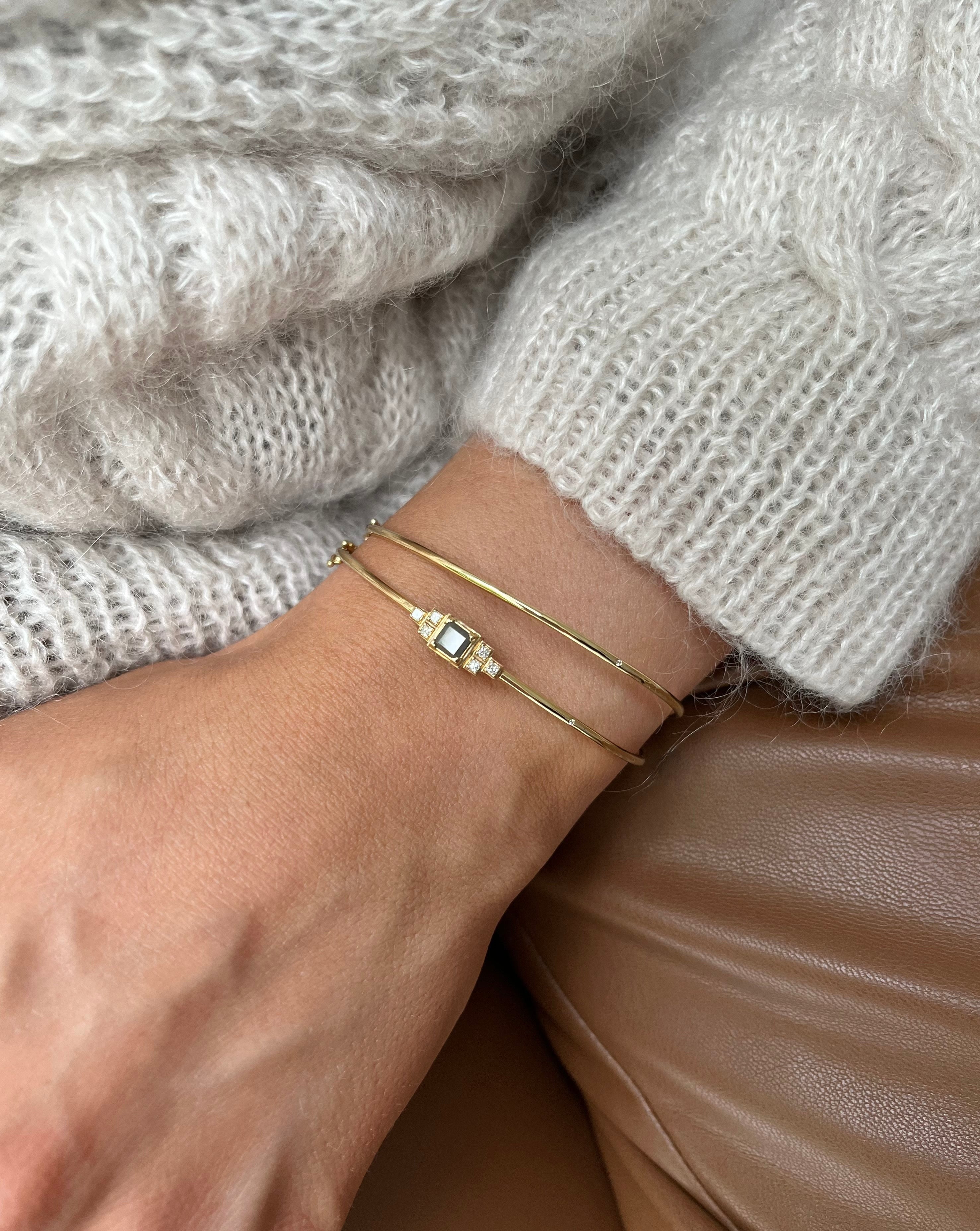 Raw Classic Diamond Bangle - 18kt Yellow Gold