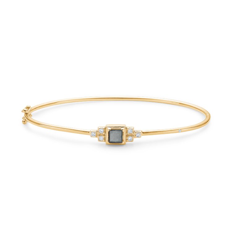 Raw Classic Diamond Bangle - 18kt Yellow Gold