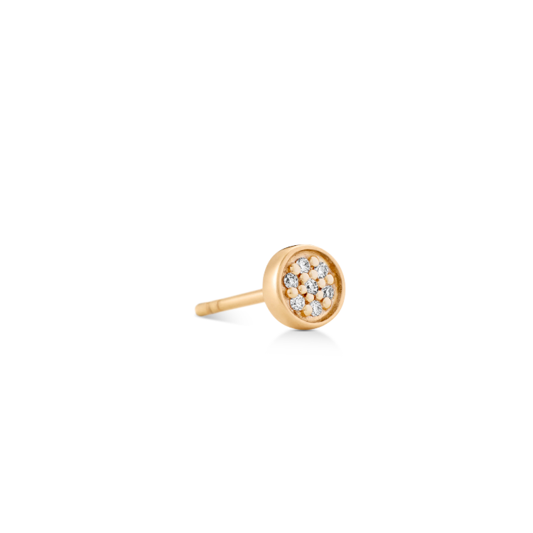 Rock Classic Round Diamond Earring - 18kt Yellow Gold
