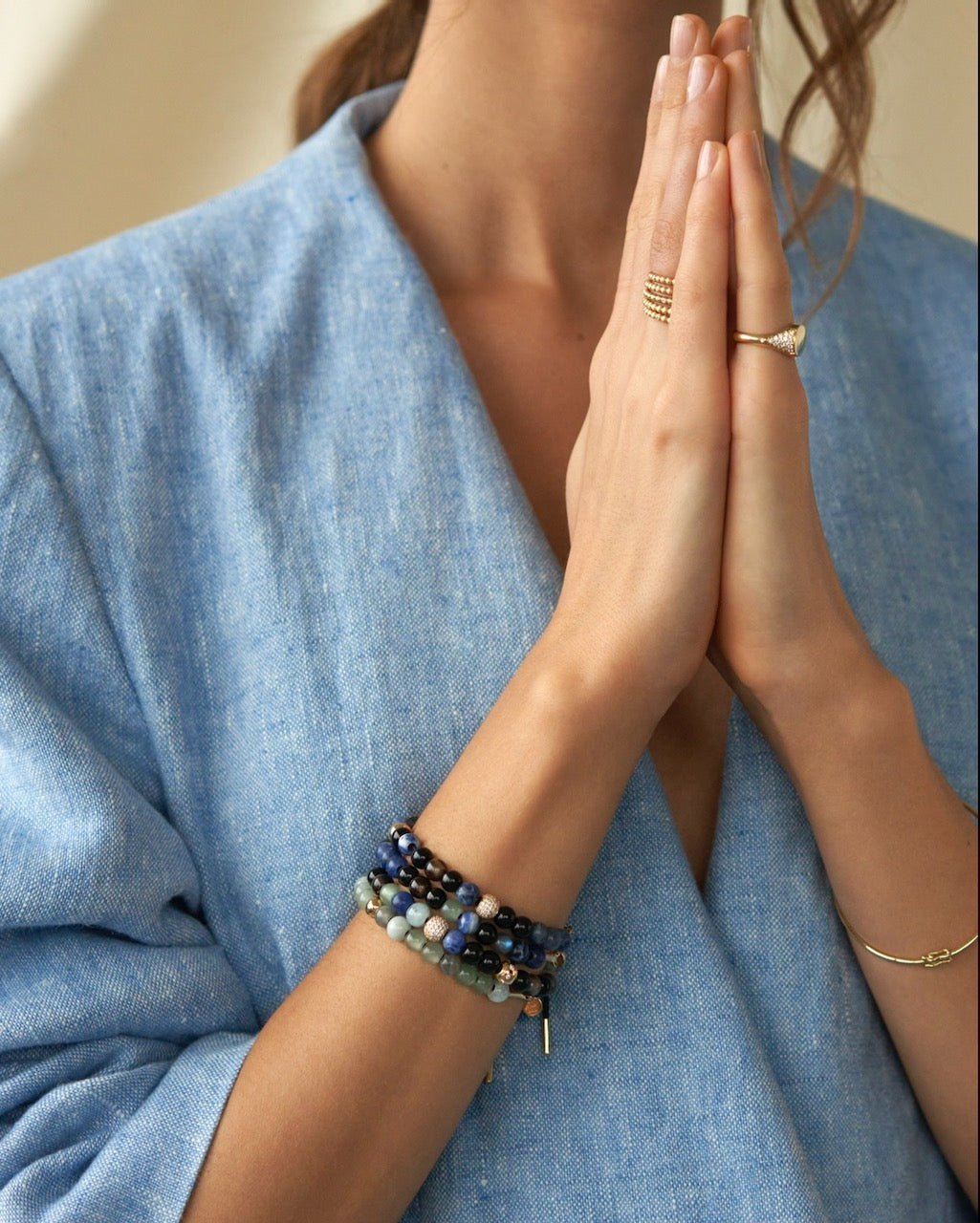 Inner Peace Bracelet Black Cord - 18kt White Gold