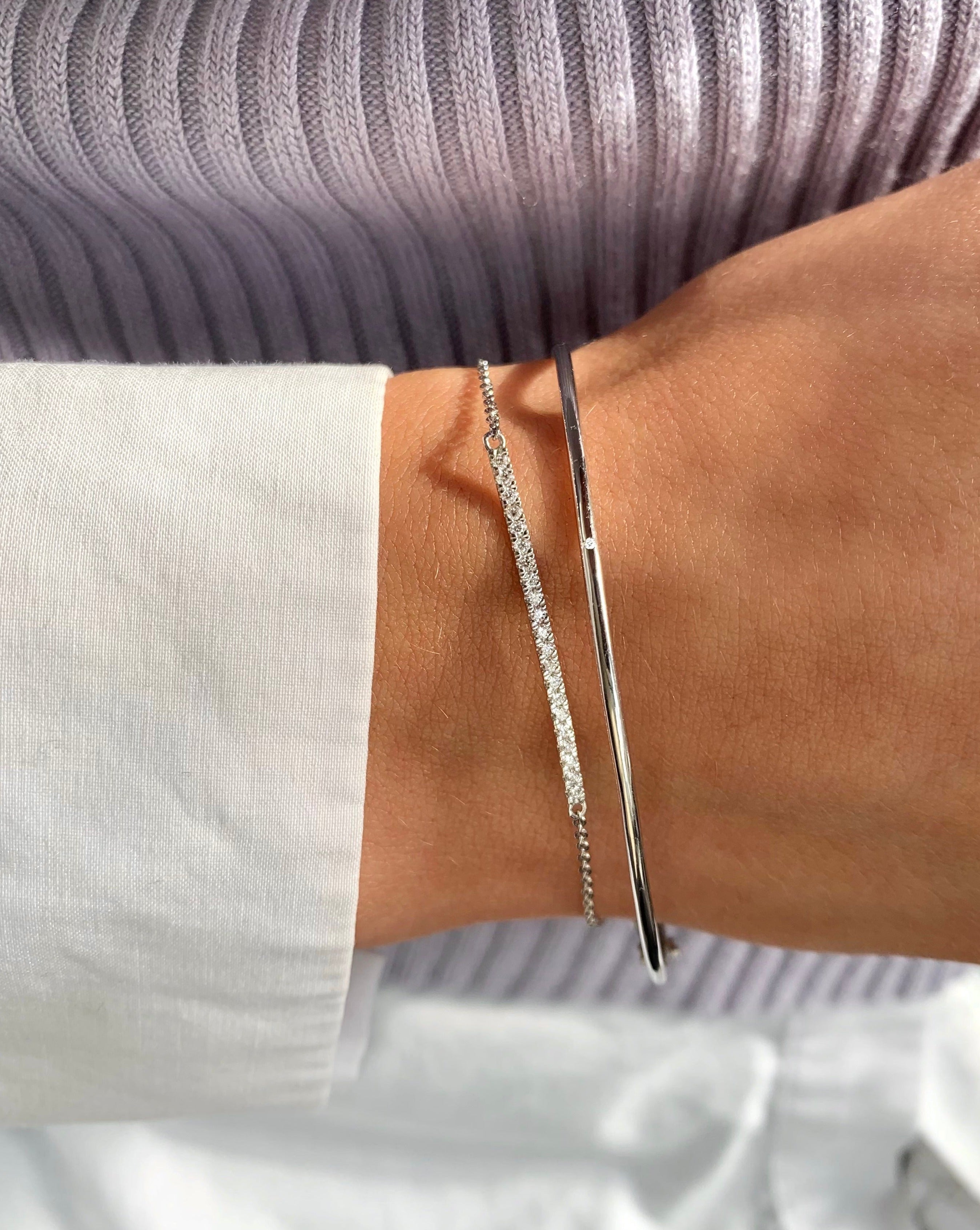 Raw Bangle - 18kt White Gold