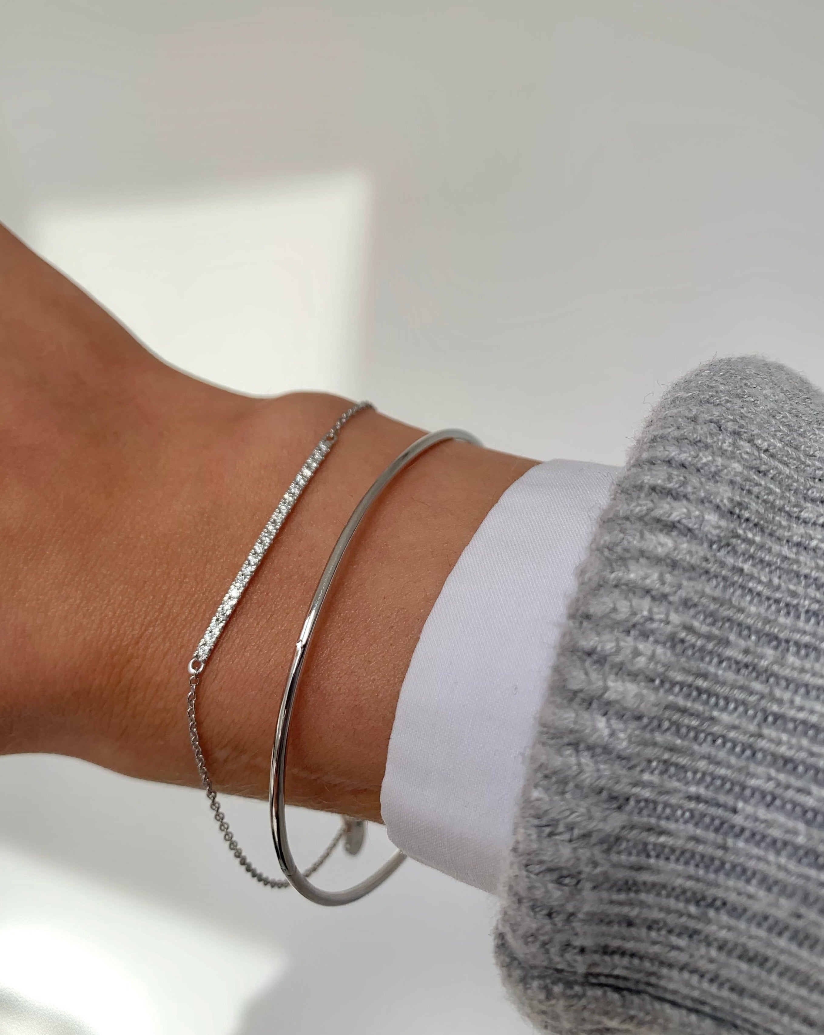 Raw Bangle - 18kt White Gold