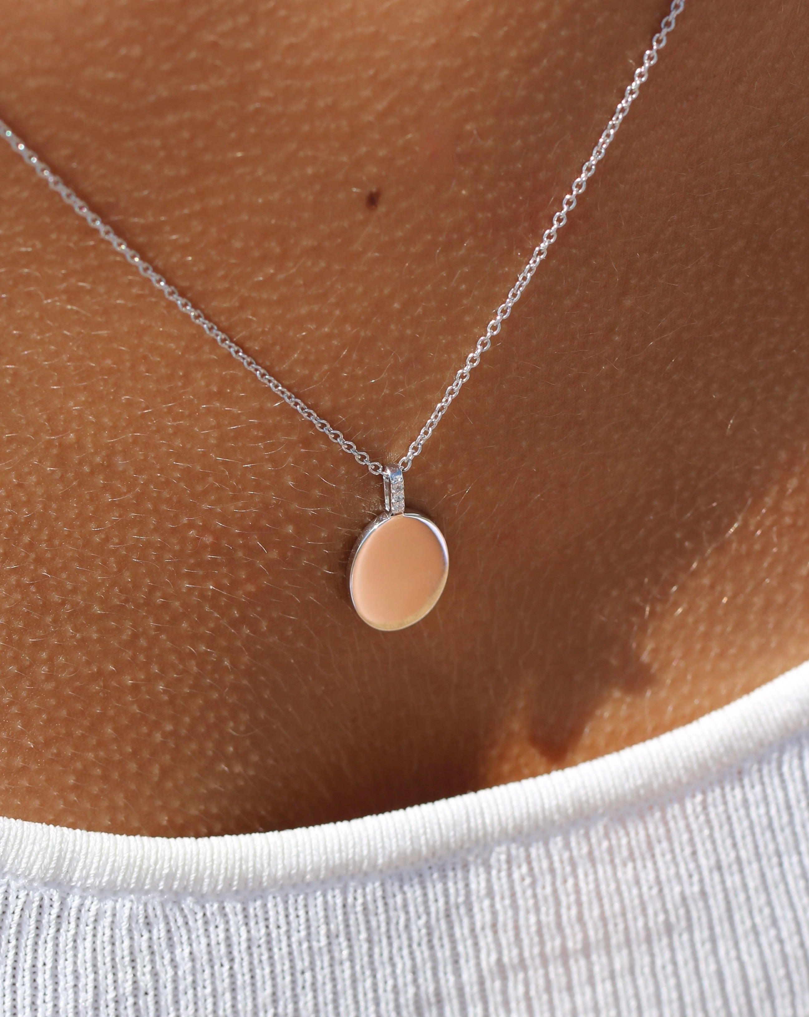 Signet Diamond Pendant - 18kt White Gold
