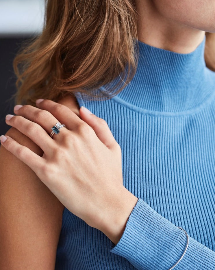 Nord London Blue Ring Turned - 18kt White Gold