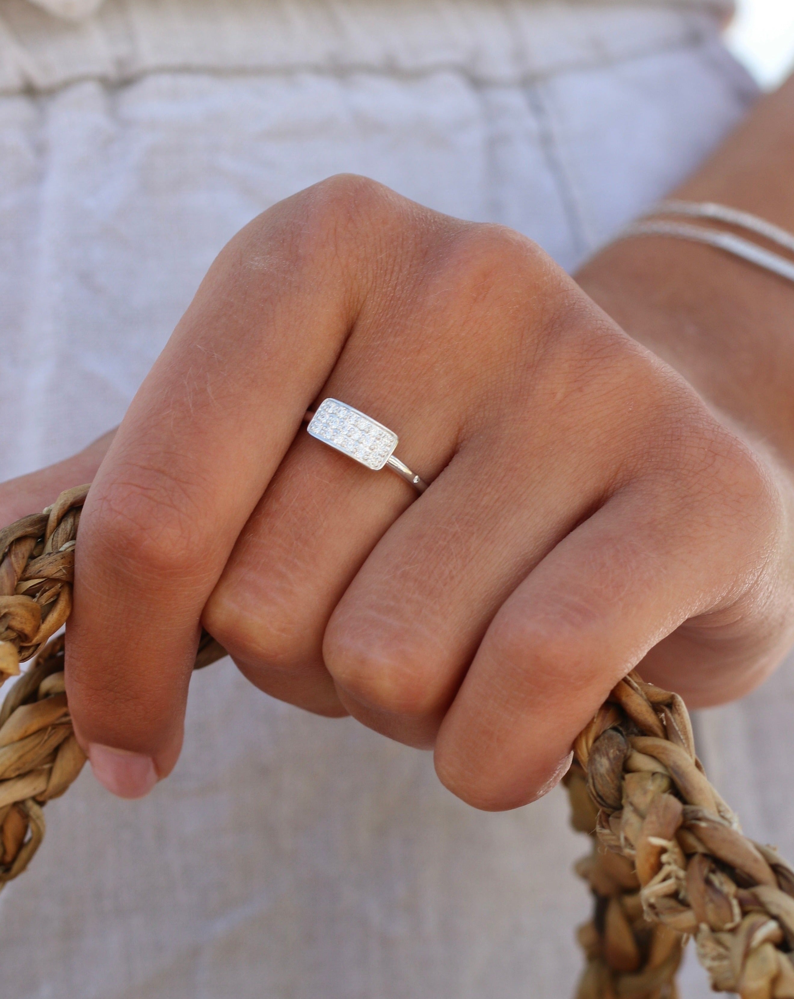 Square Diamond Ring - 18kt White Gold