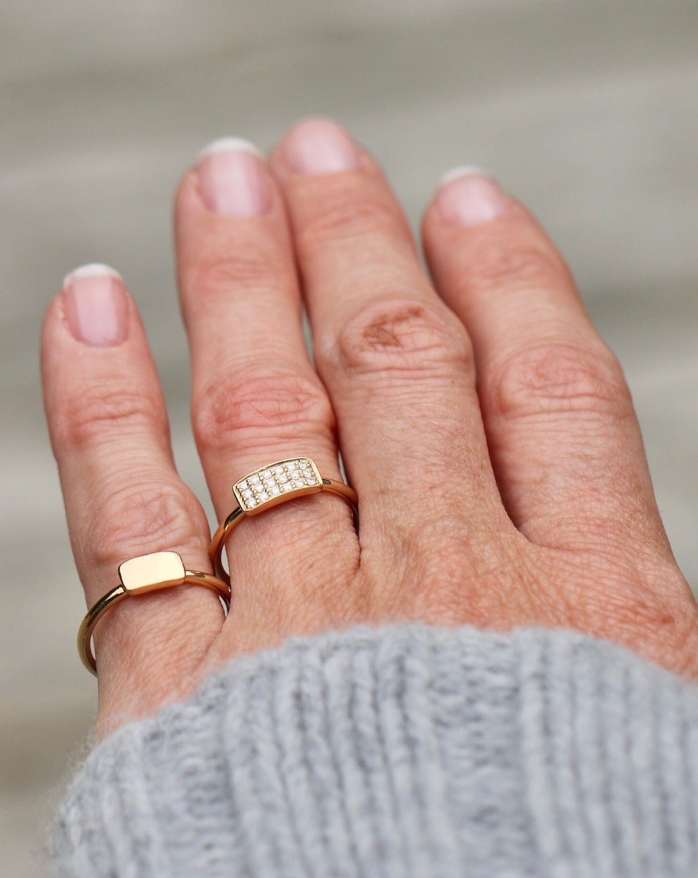 Square Diamond Ring - 18kt Yellow Gold