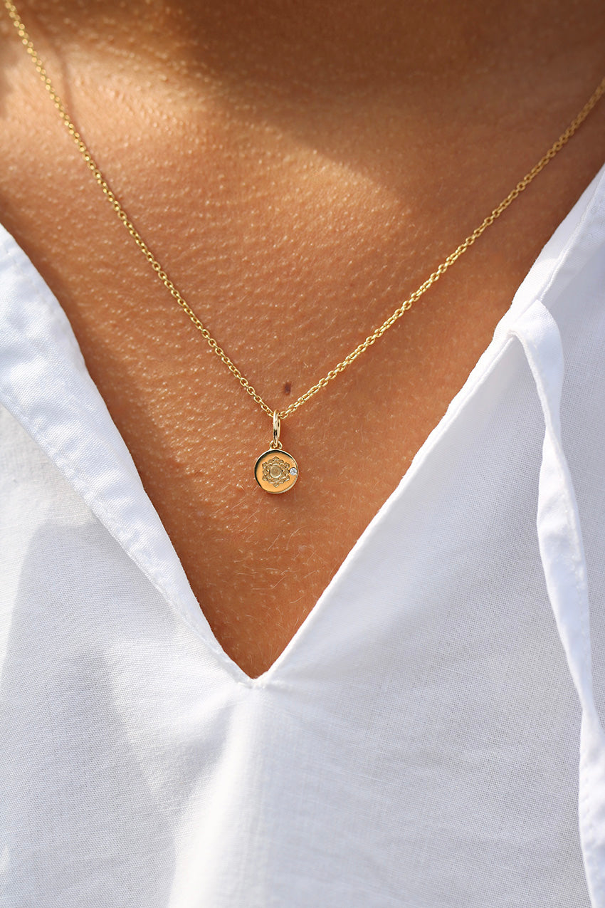 Inner Peace Crown Chakra Pendant - 18kt Yellow Gold