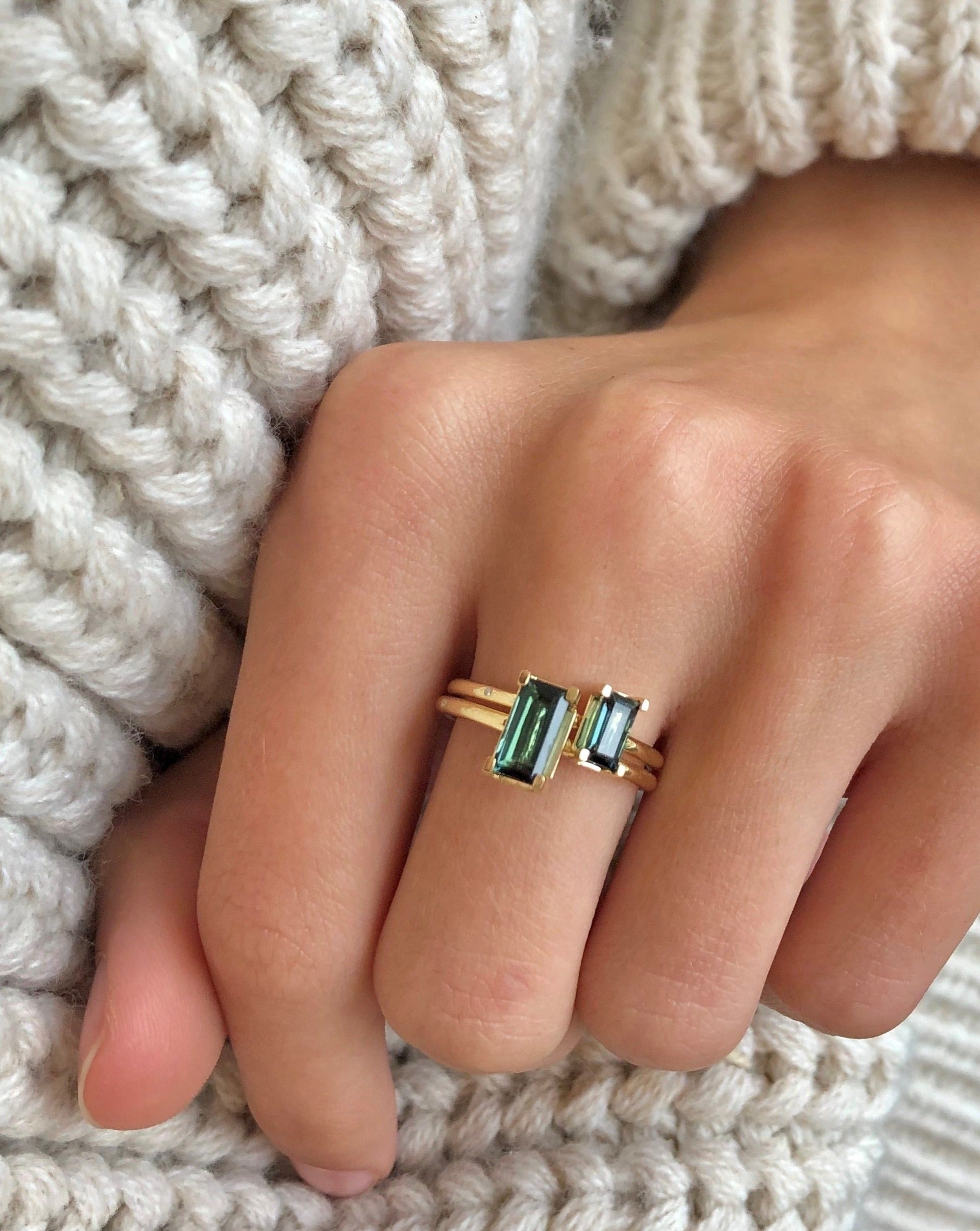 Nord Green Ring S Turned - 18kt Yellow Gold