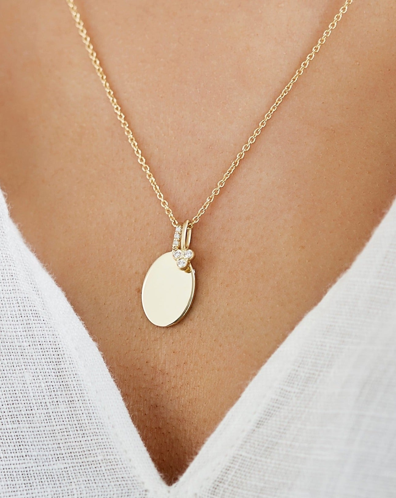 Signet Diamond Pendant - 18kt Yellow Gold