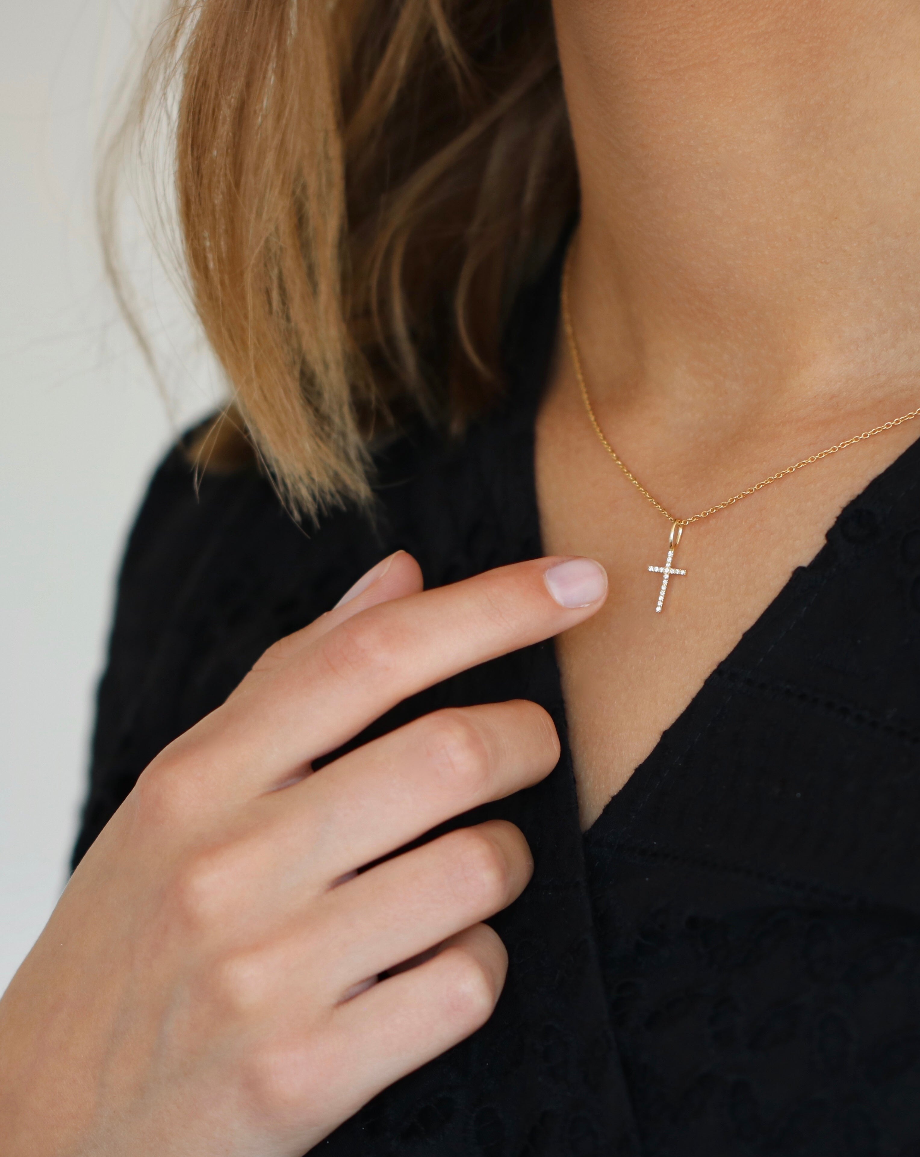 Symbols Cross Diamond Pendant - 18kt Yellow Gold