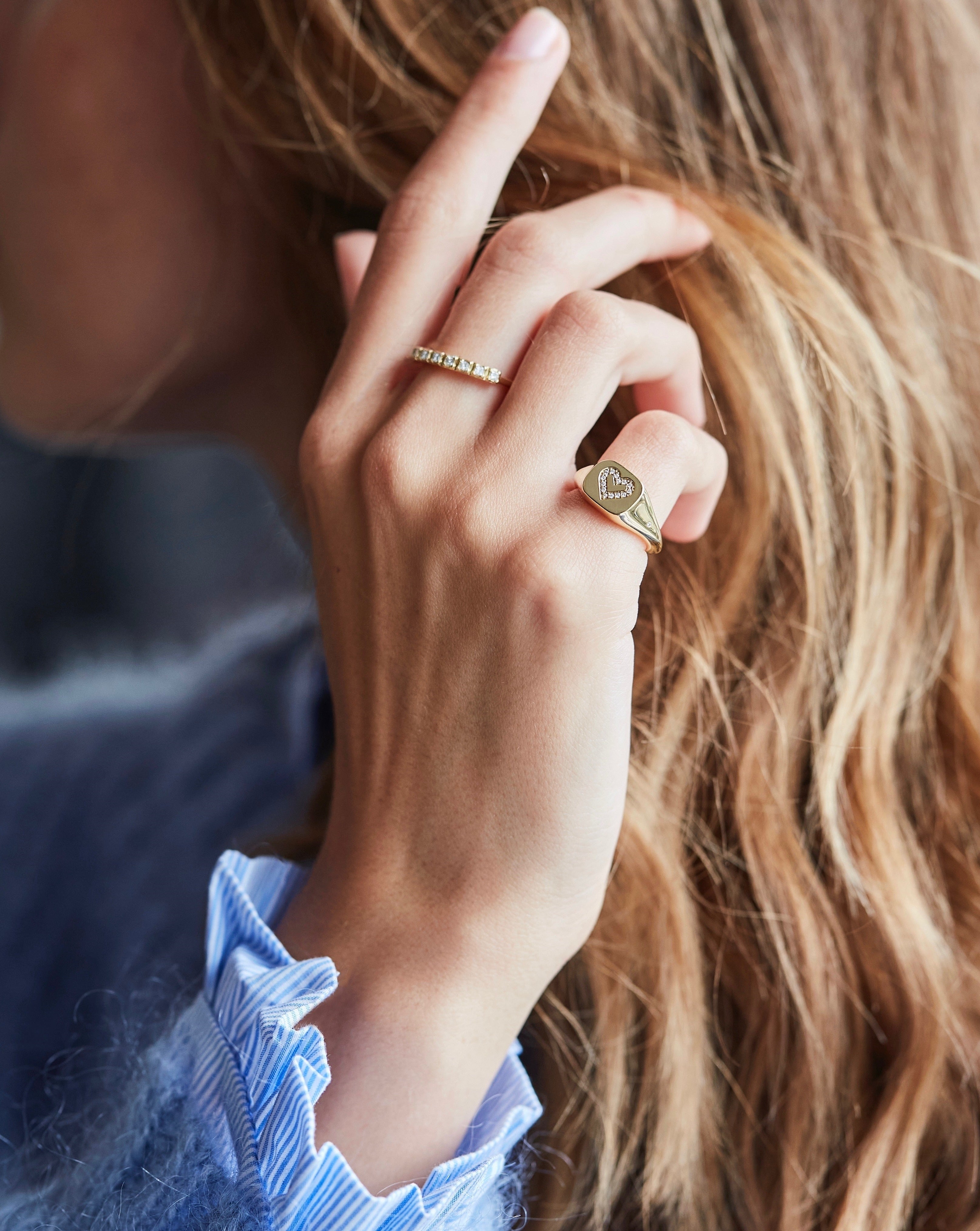 Rock Classic Diamond Ring Aligned - 18kt Yellow Gold