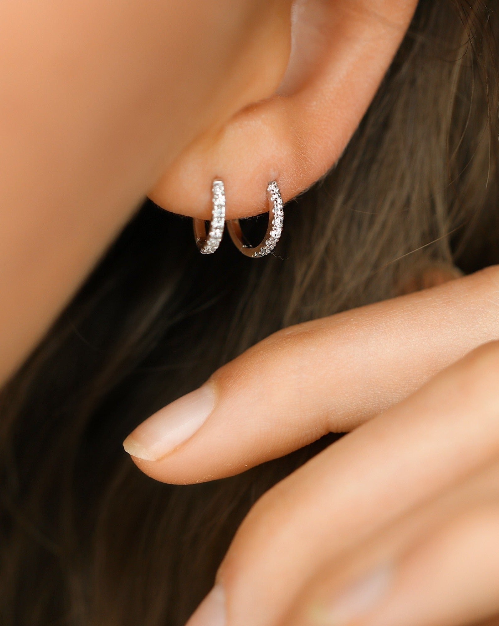 Rock Classic Diamond Hoop XS - 18kt White Gold