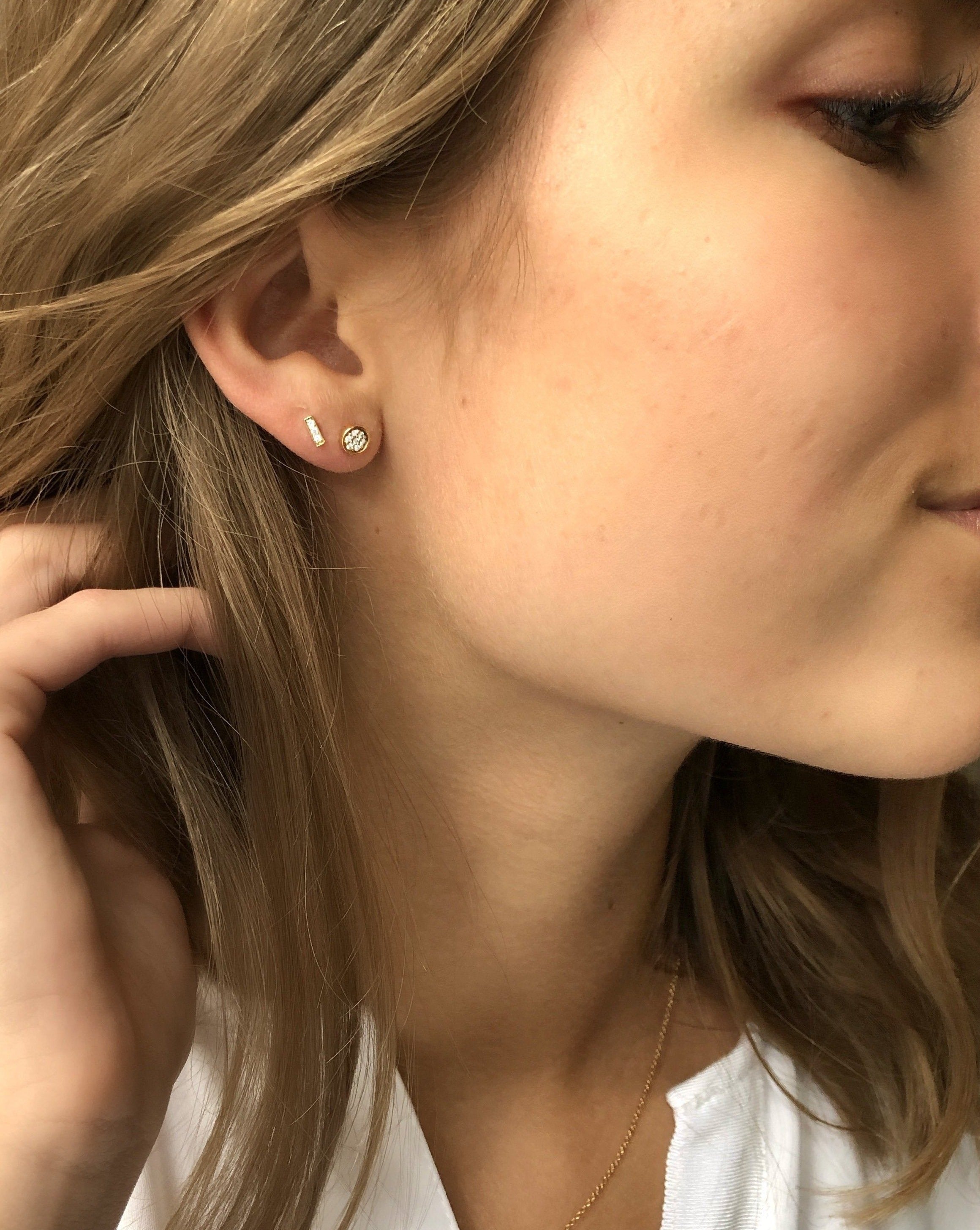 Square Diamond Earring M - 18kt White Gold