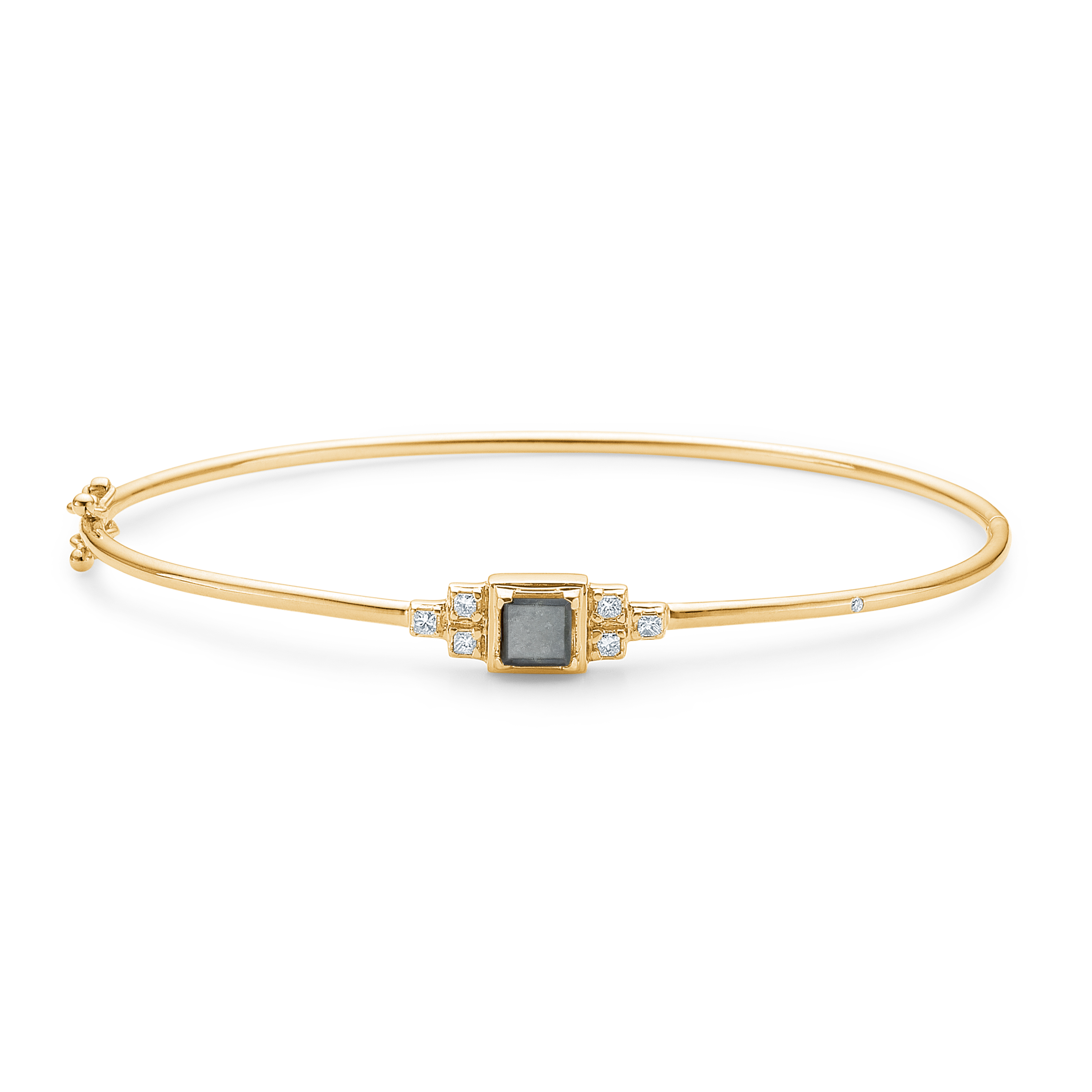 Raw Diamond Bangle - 18kt Yellow Gold