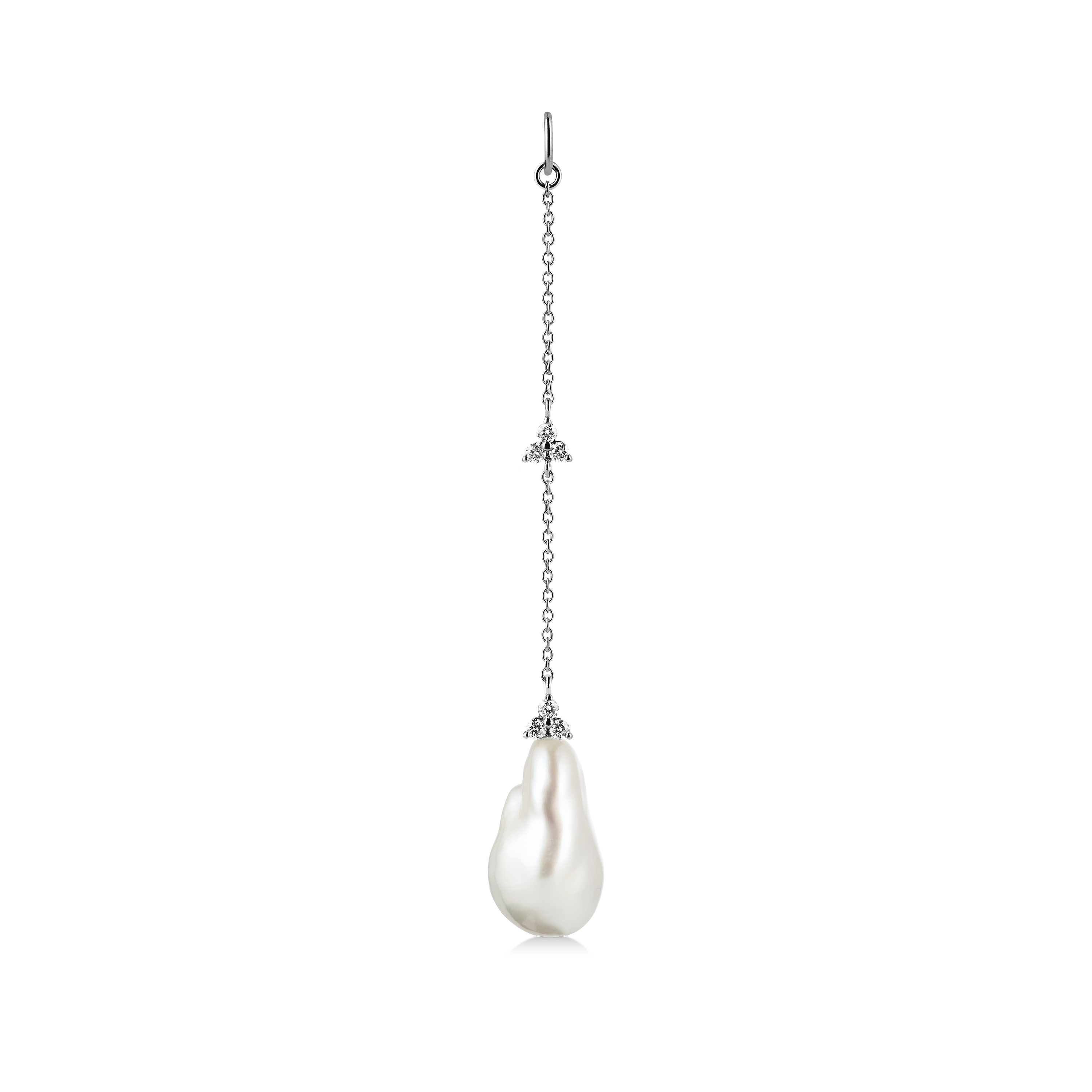 Fryd Baroque Pearl Ear-Pendant L - 18kt White Gold