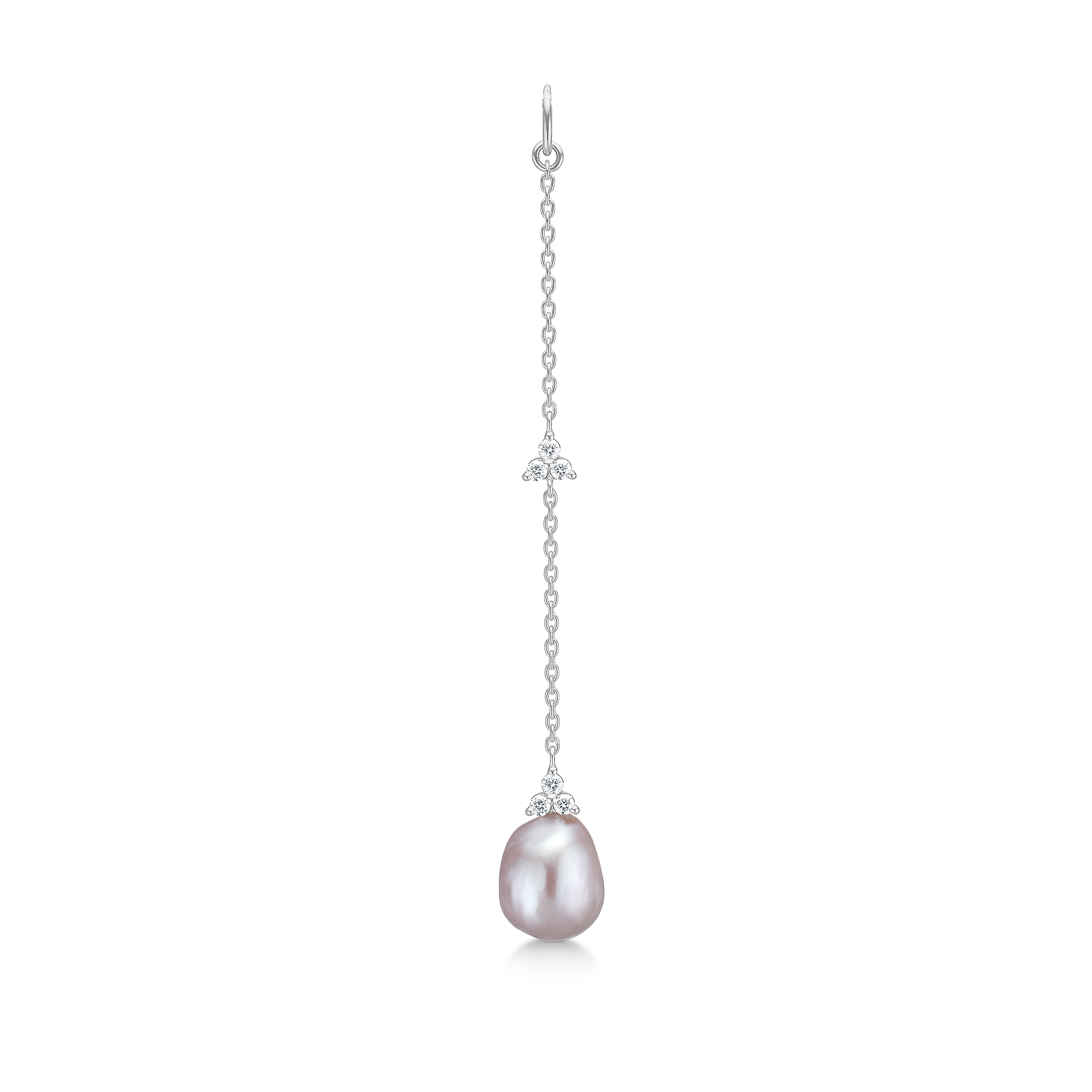 Fryd Pink Pearl Earring-Pendant L - 18kt White Gold