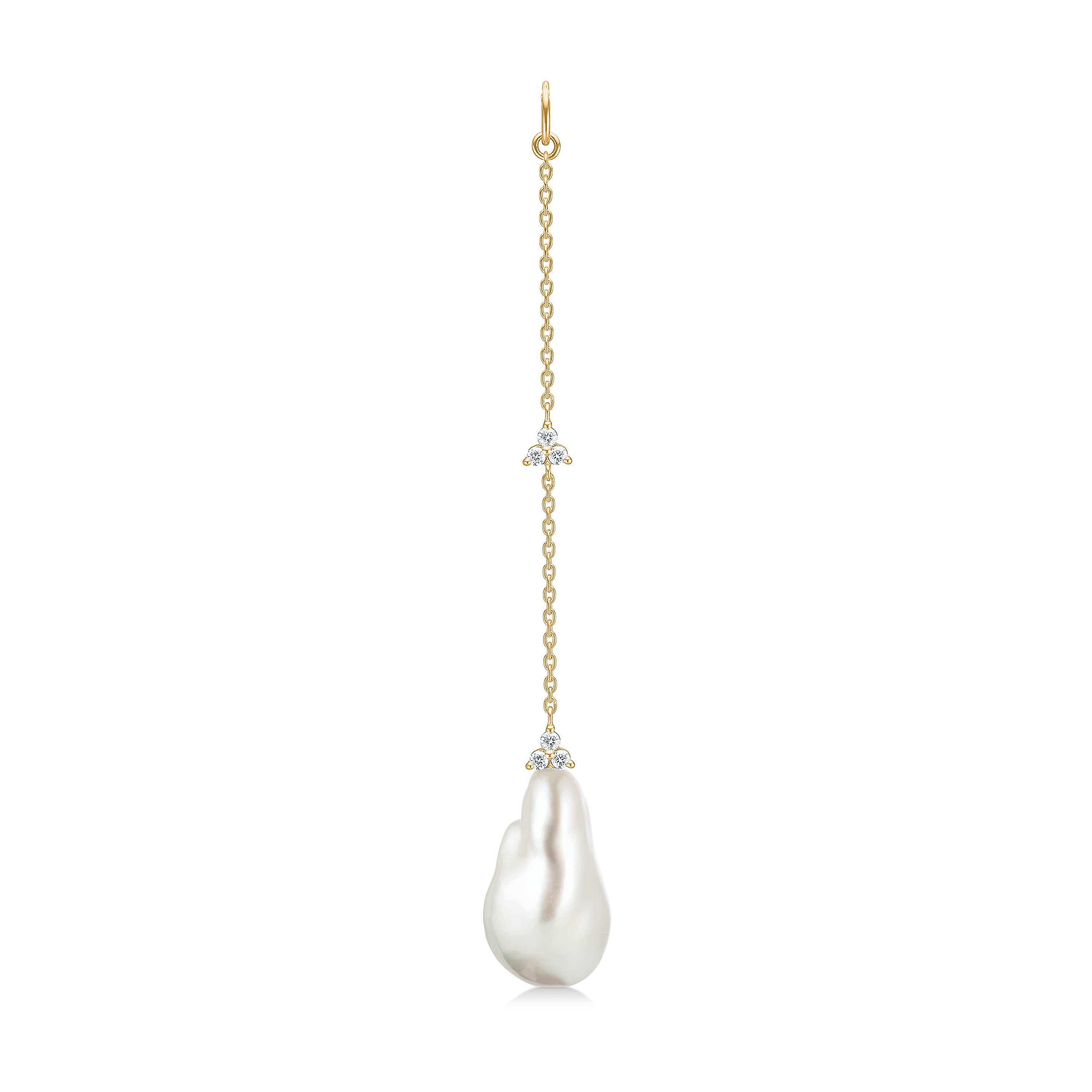 Fryd Baroque Pearl Ear-Pendant L - 18kt Yellow Gold