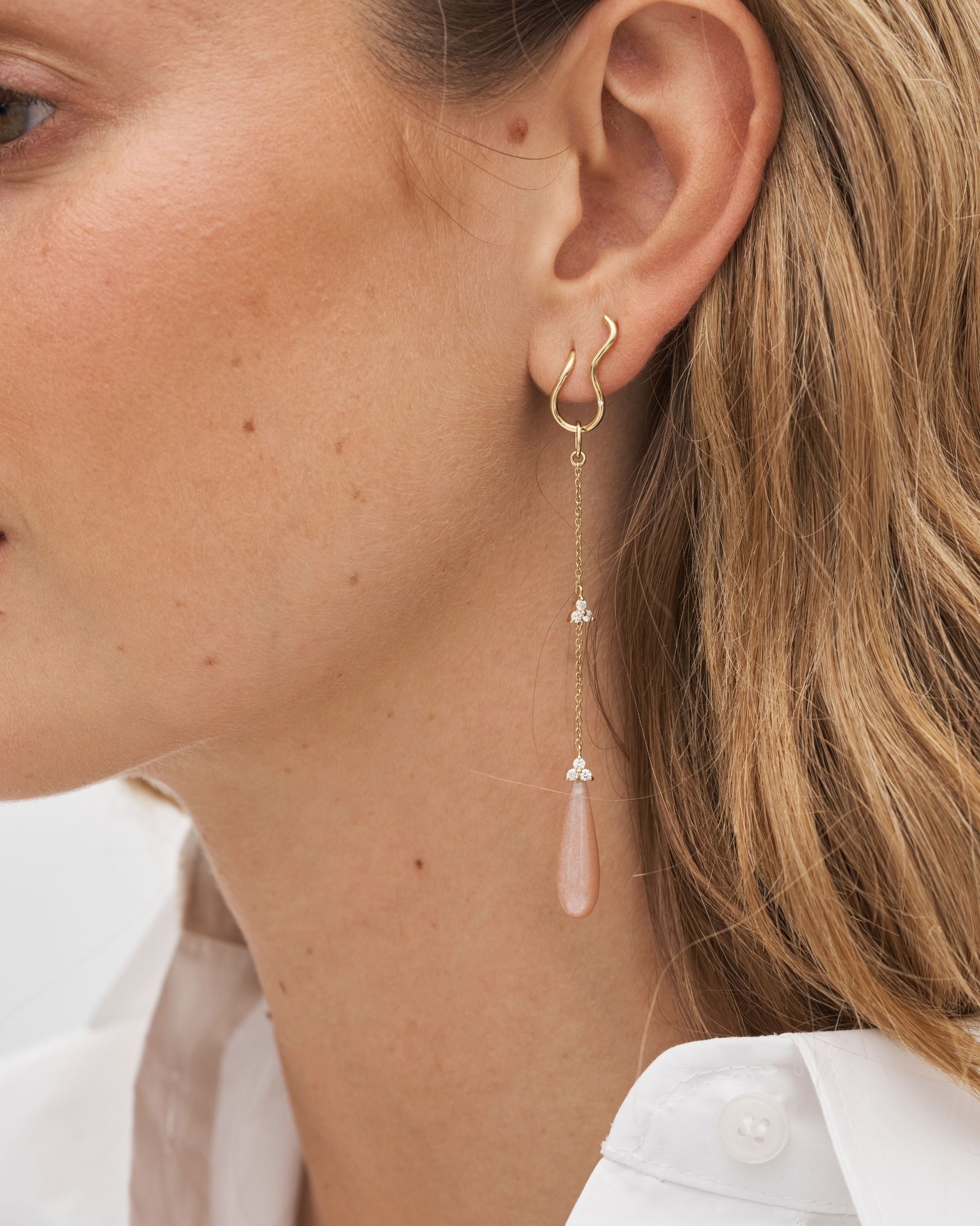 Fryd Blush Ear-Pendant L - 18kt Yellow Gold