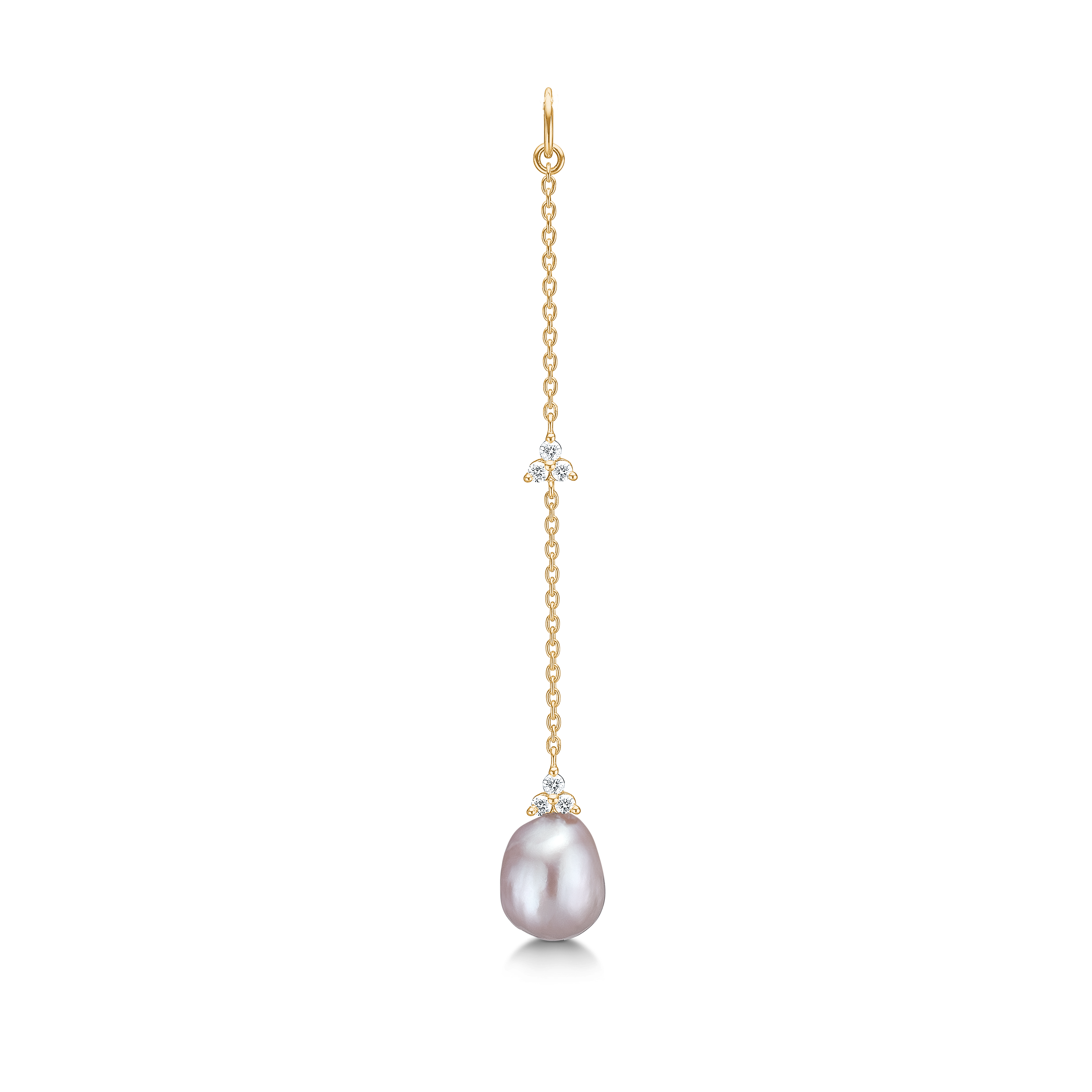 Fryd Pink Pearl Earring-Pendant L - 18kt Yellow Gold
