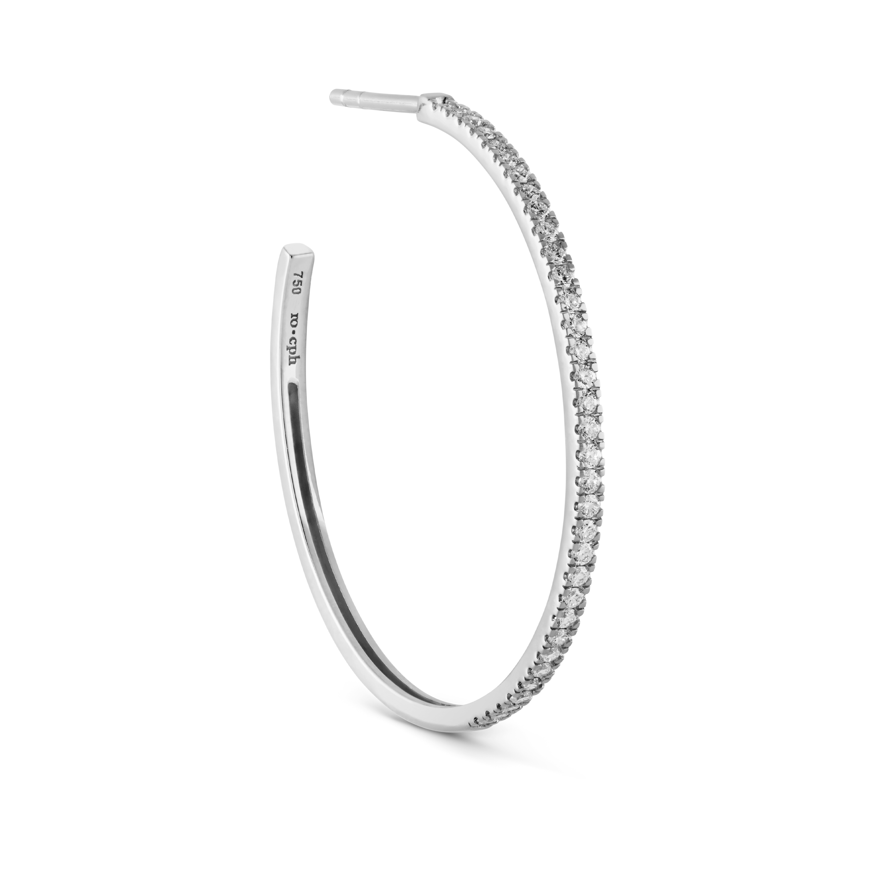 Rock Classic Diamond Hoop L - 18kt White Gold