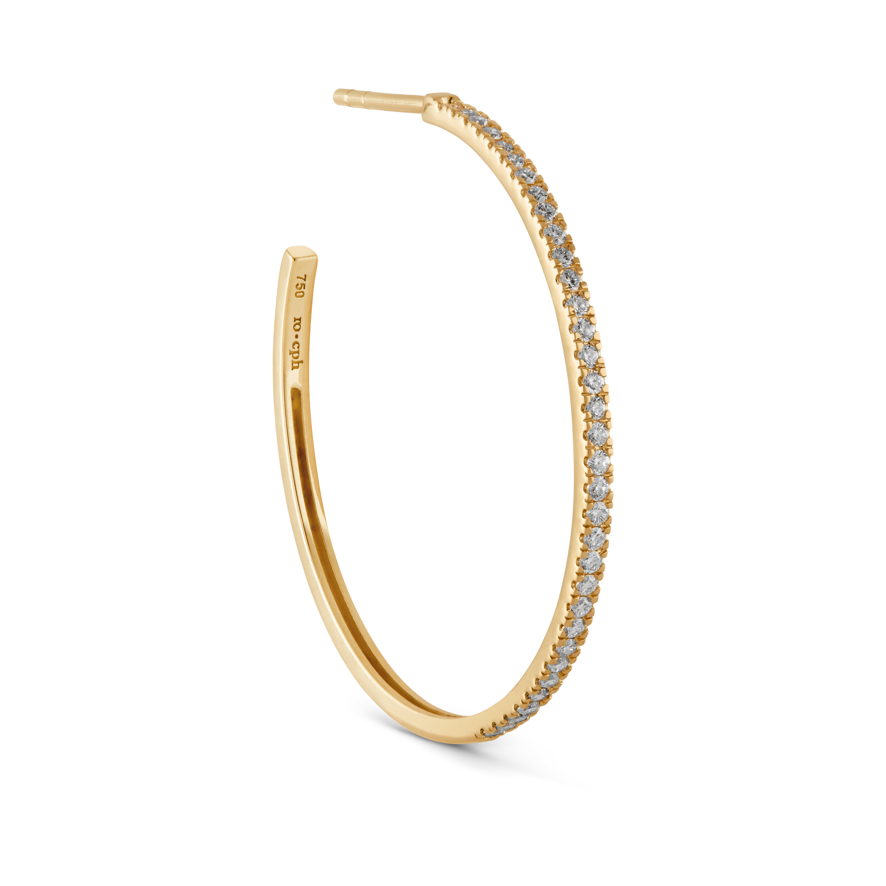 Rock Classic Diamond Hoop L - 18kt Yellow Gold