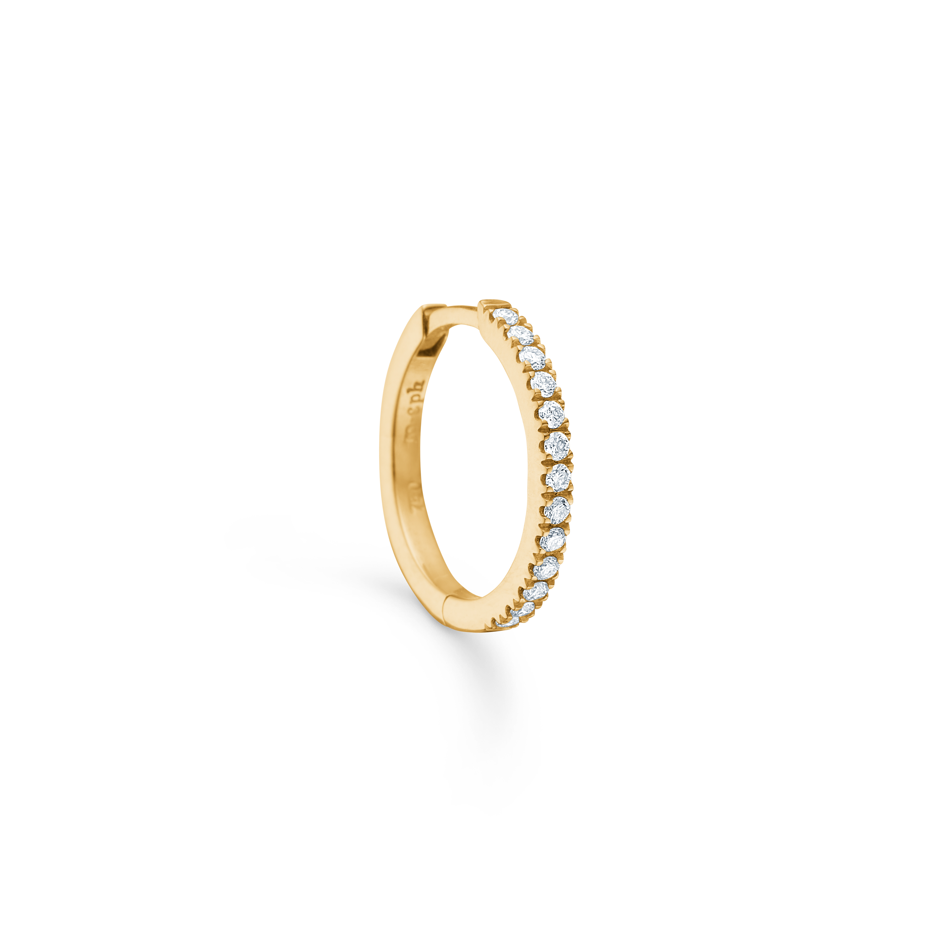 Rock Classic diamond hoop S - 18kt Yellow Gold