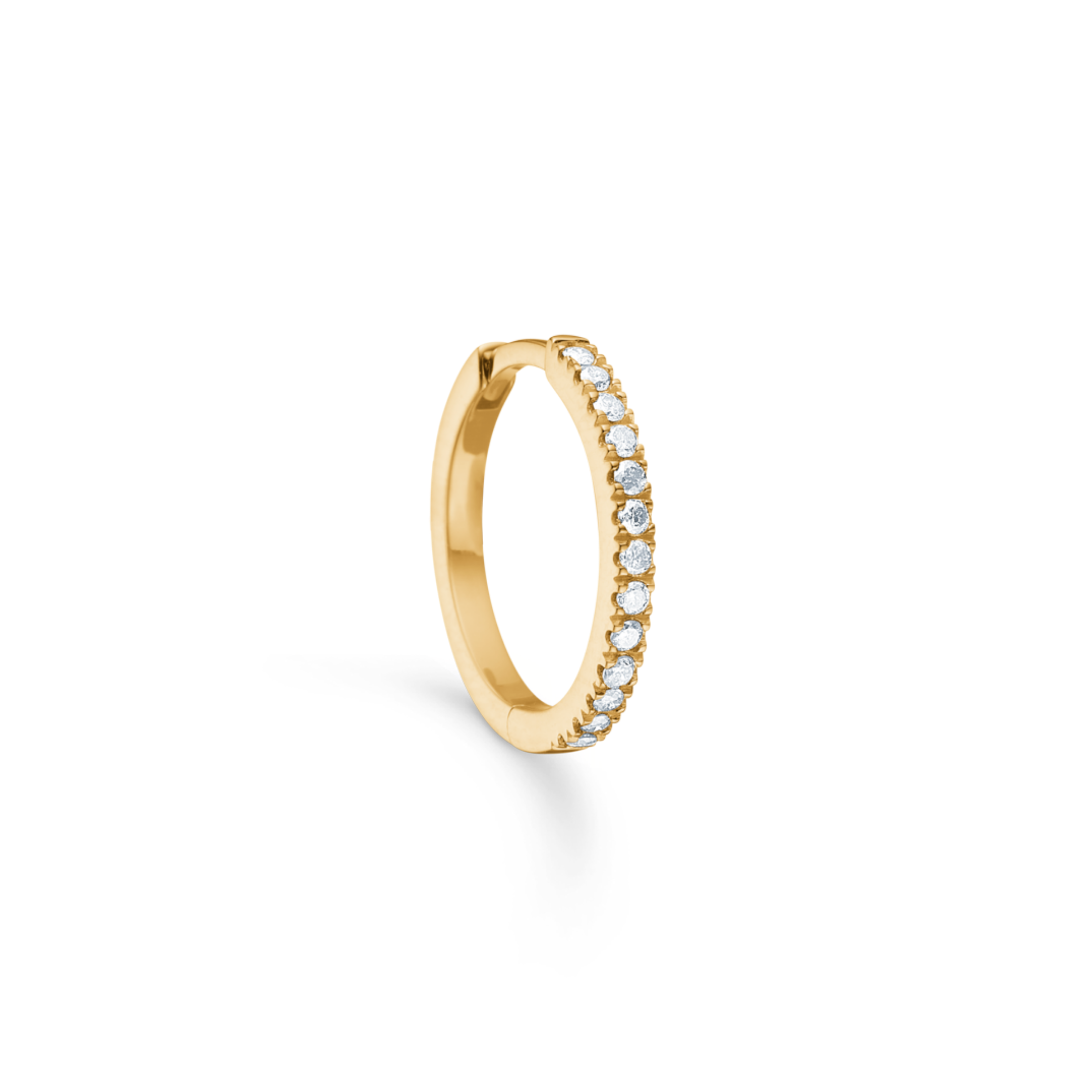 Rock Classic Grey diamond hoop S - 18kt Yellow Gold