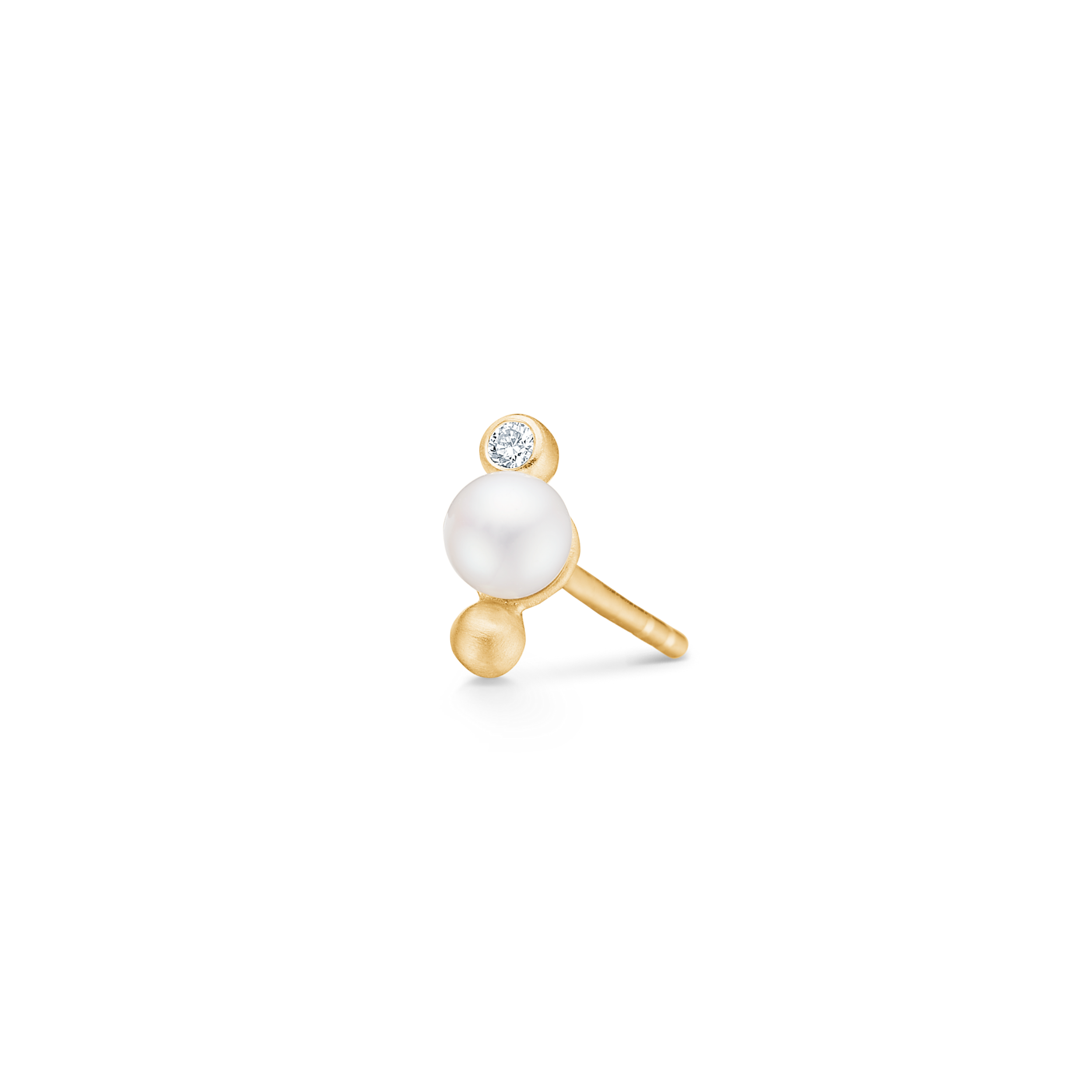 Orbit Dot Pearl Earring S Right - 18kt Yellow Gold