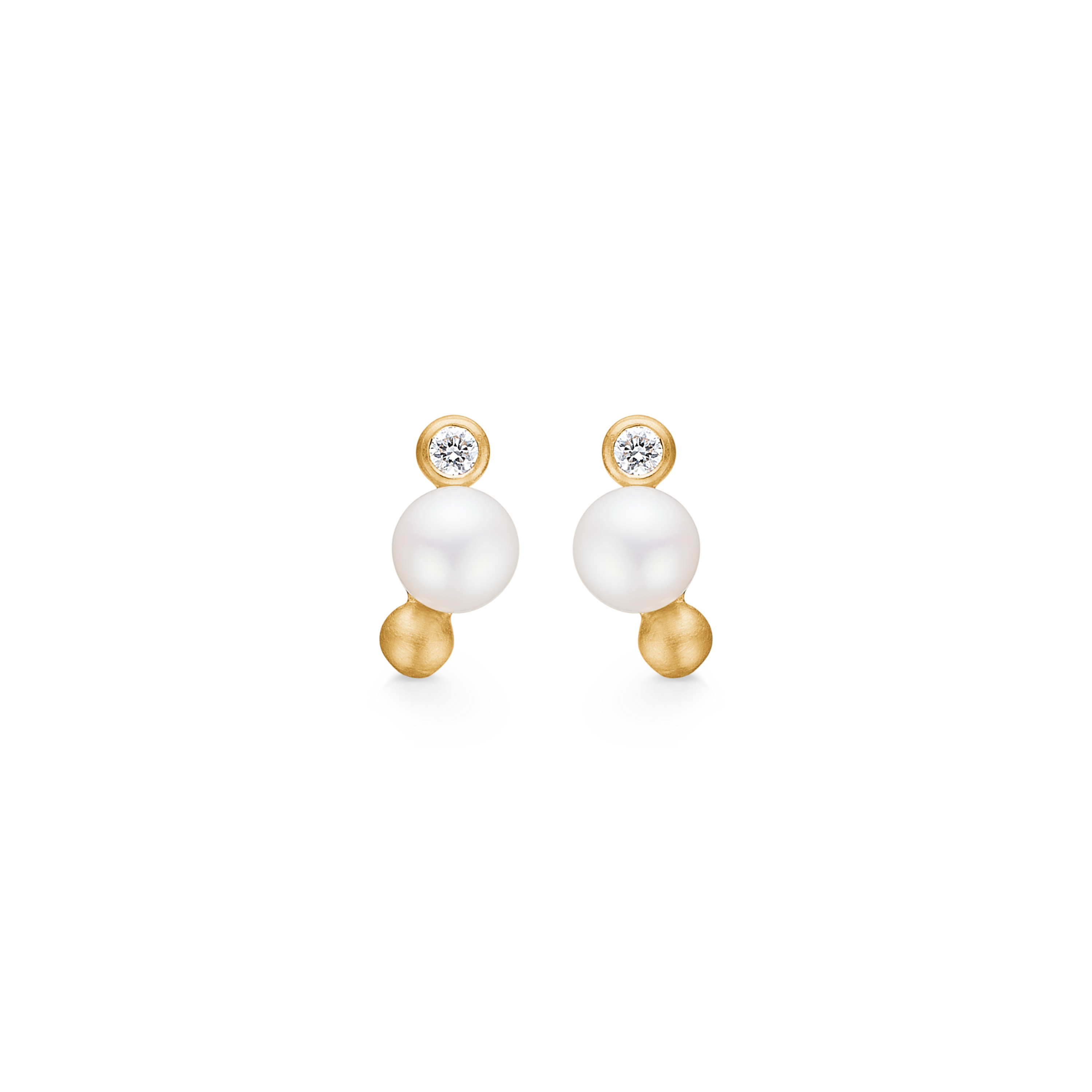 Orbit Dot Pearl Earring S Right - 18kt Yellow Gold
