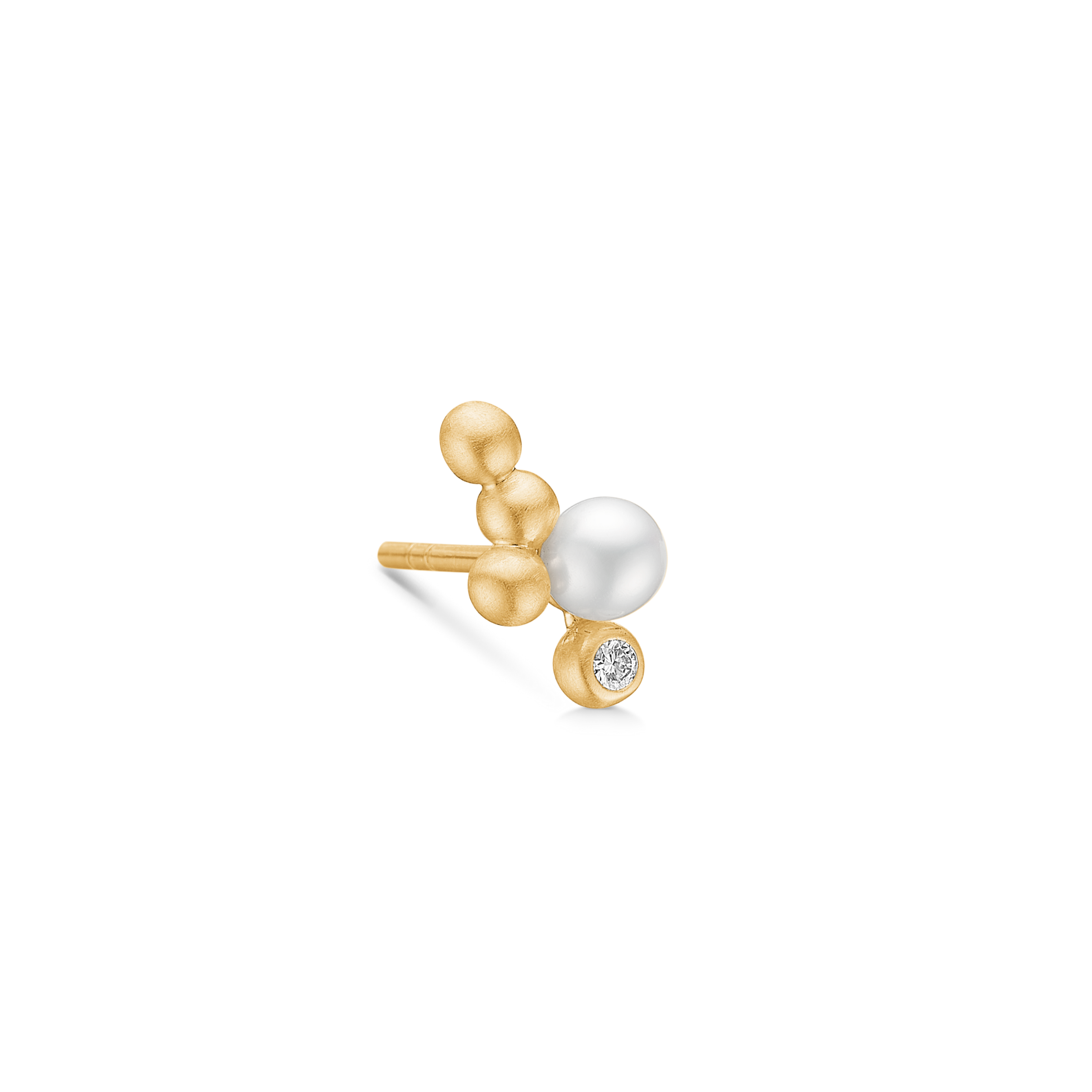 Orbit Dot Pearl Earring M Left - 18kt Yellow Gold